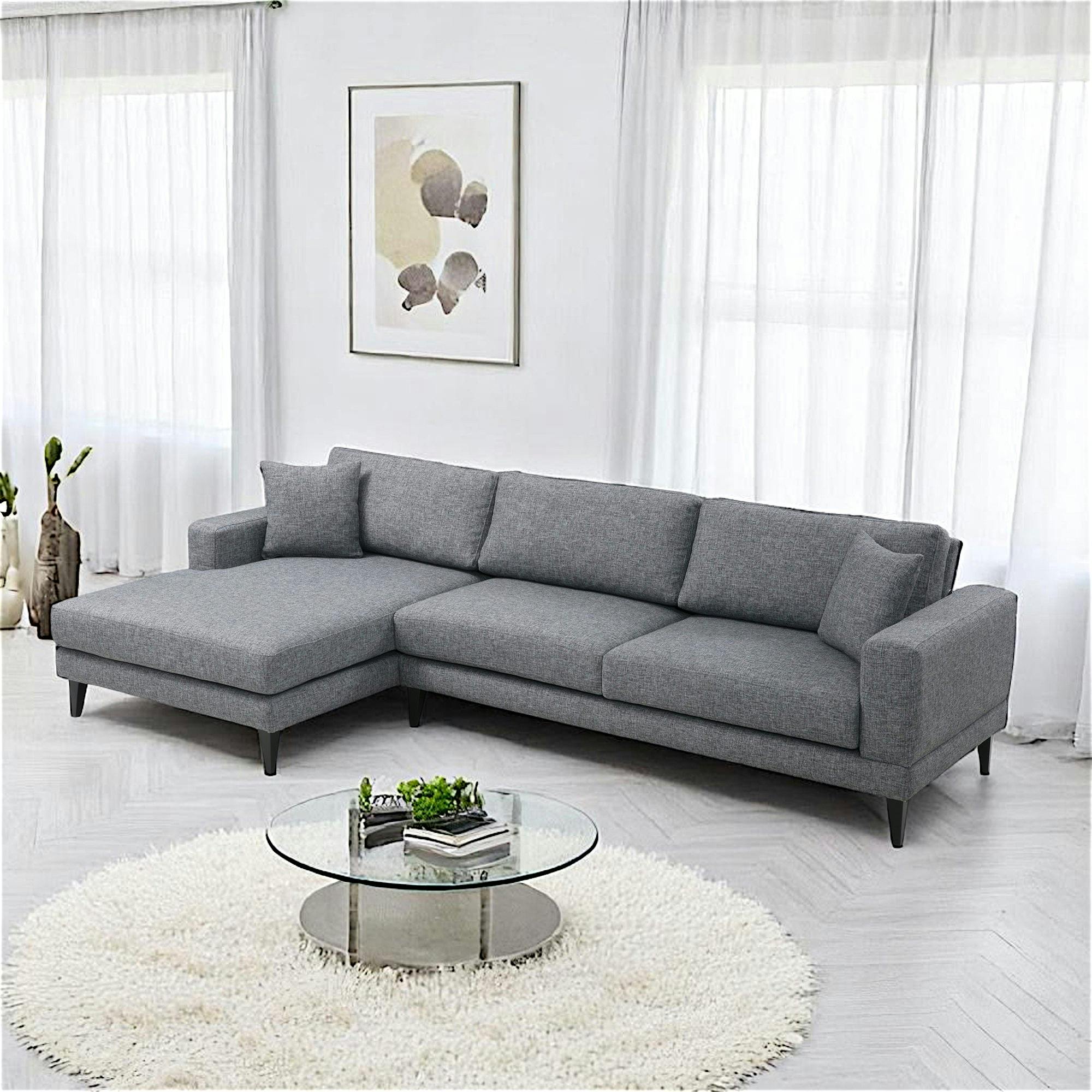 Canapé d'angle anthracite - côté gauche, style contemporain VENCE