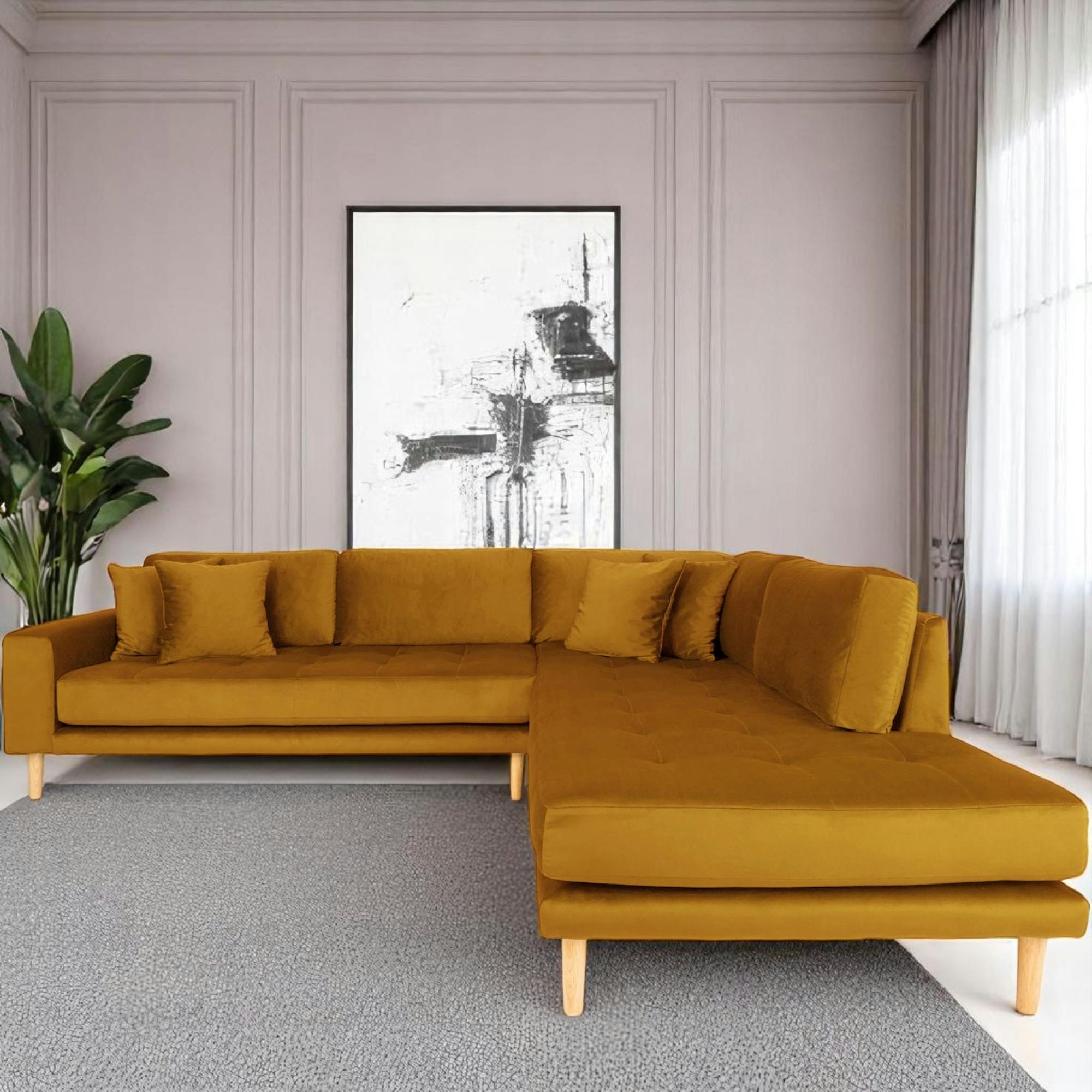 Canapé d'angle moutarde - côté droit, 257 cm AMSTERDAM