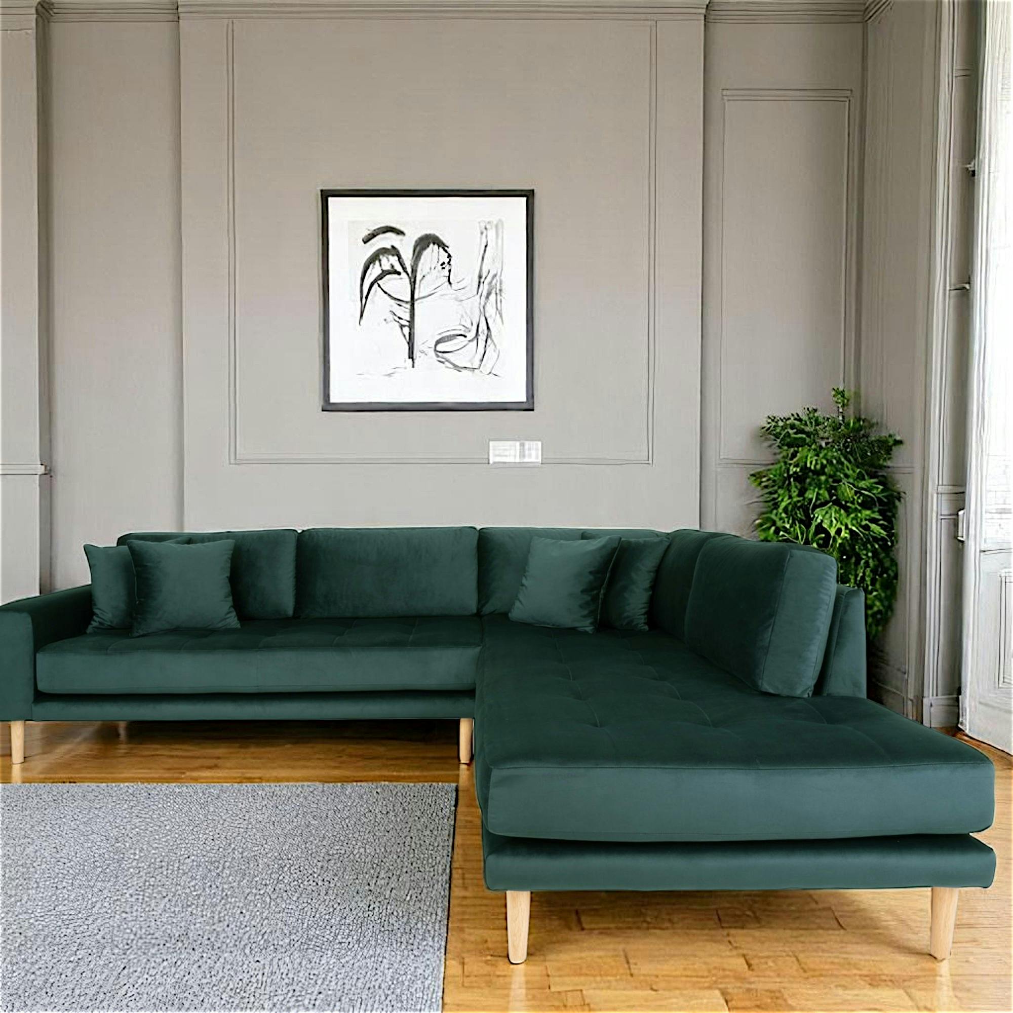 Canapé d'angle vert foncé - côté droit, 257 cm ROTTERDAM