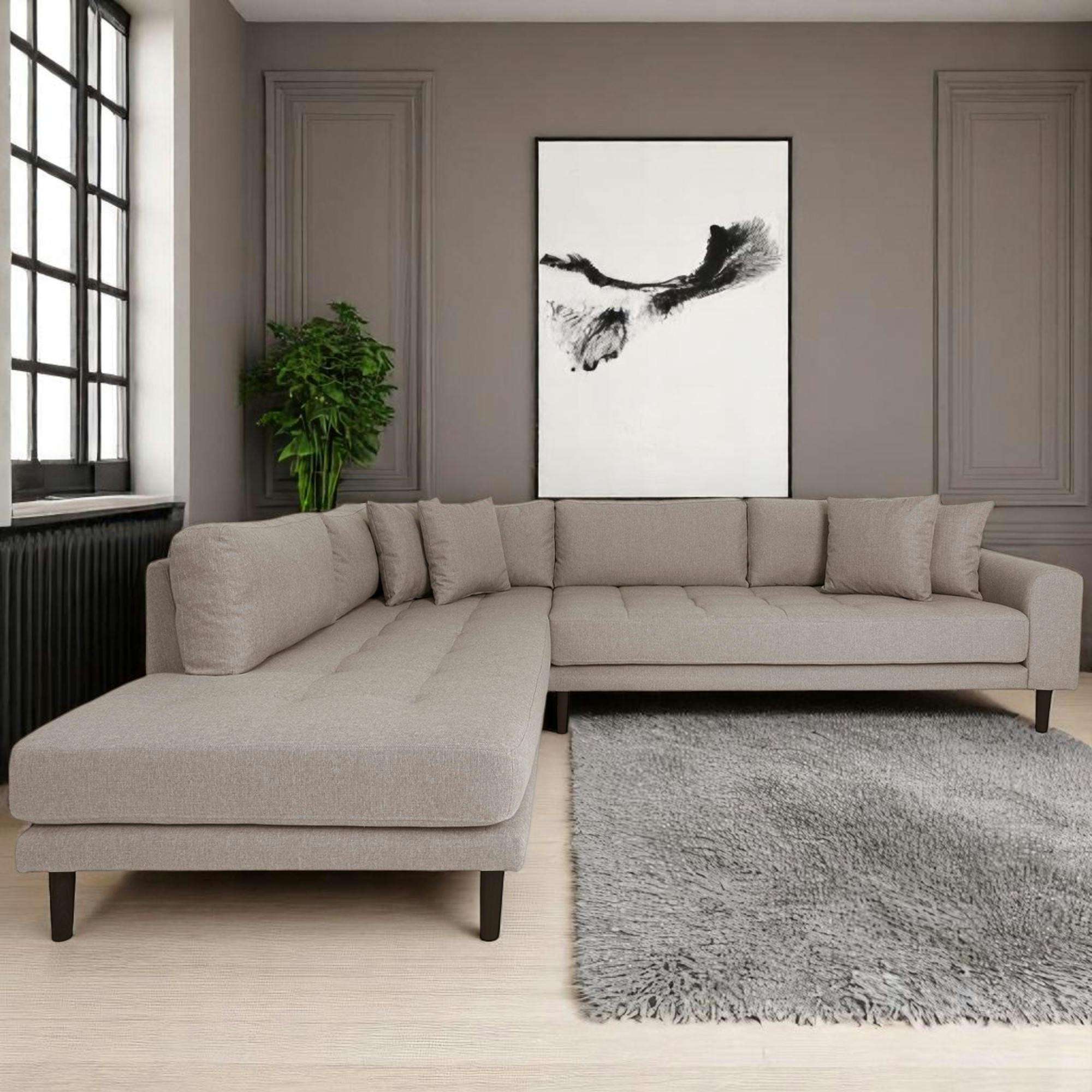 Canapé d'angle gris minéral - côté gauche, 257 cm AMSTERDAM