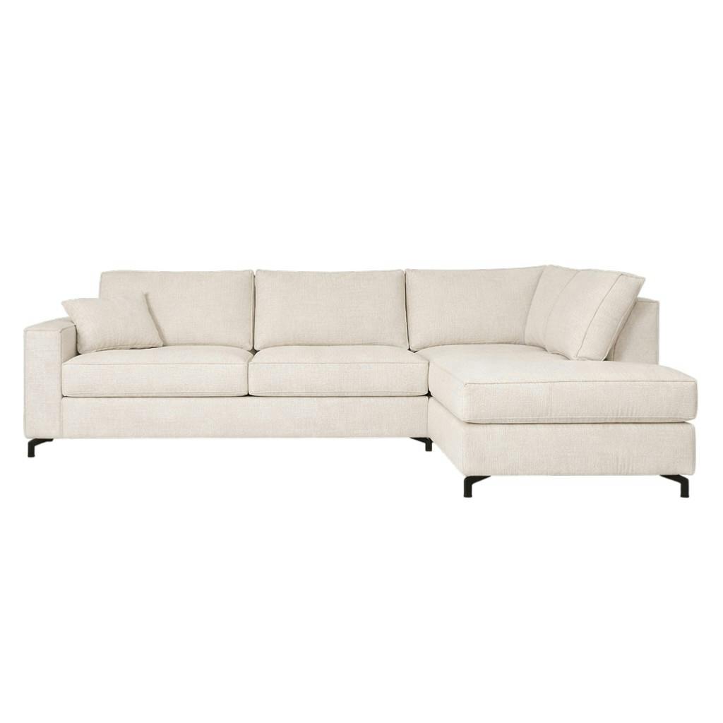 Canapé d'angle beige à surpiqures (côté droit fixe) RIVOLI