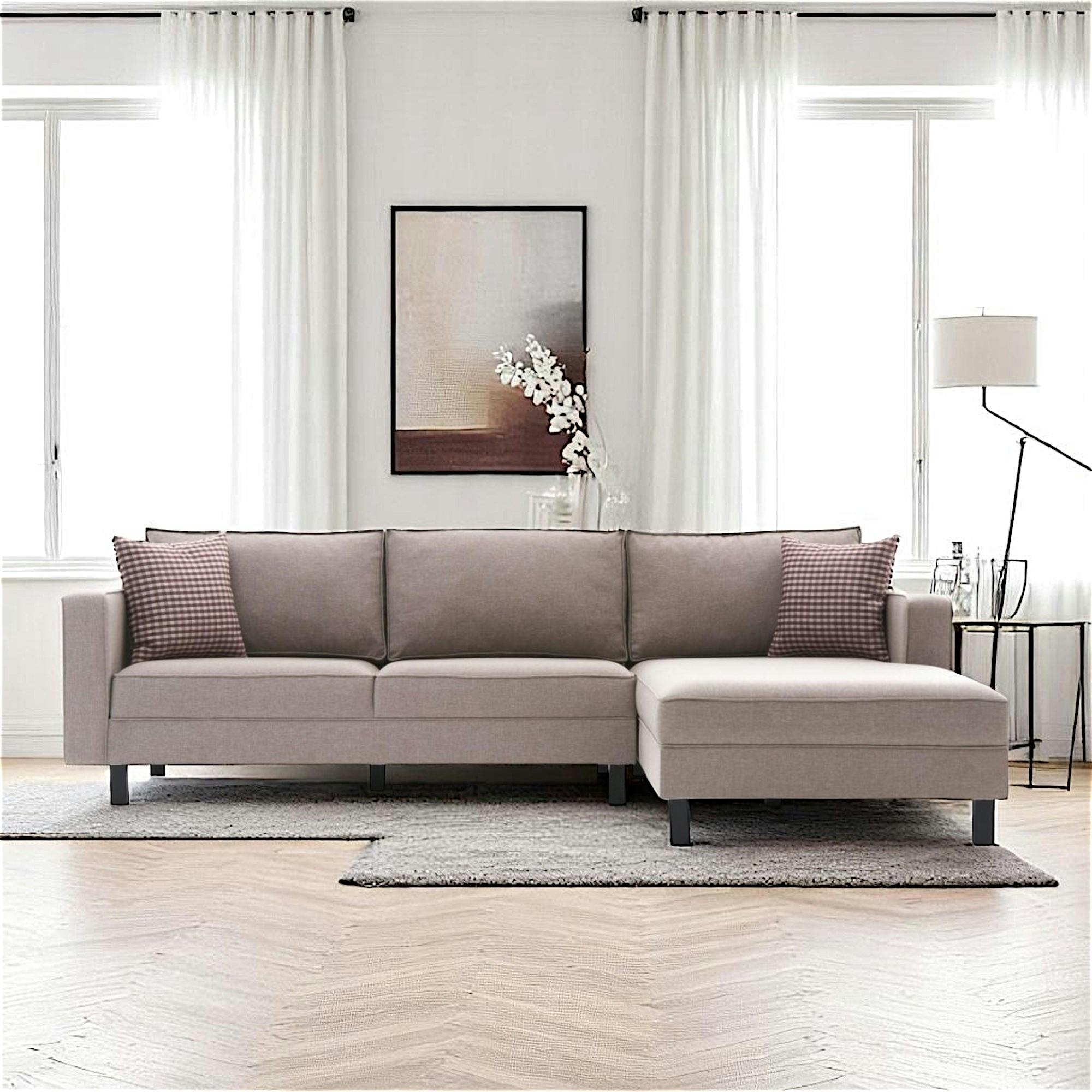 Canapé d'angle beige - côté droit CORTONA