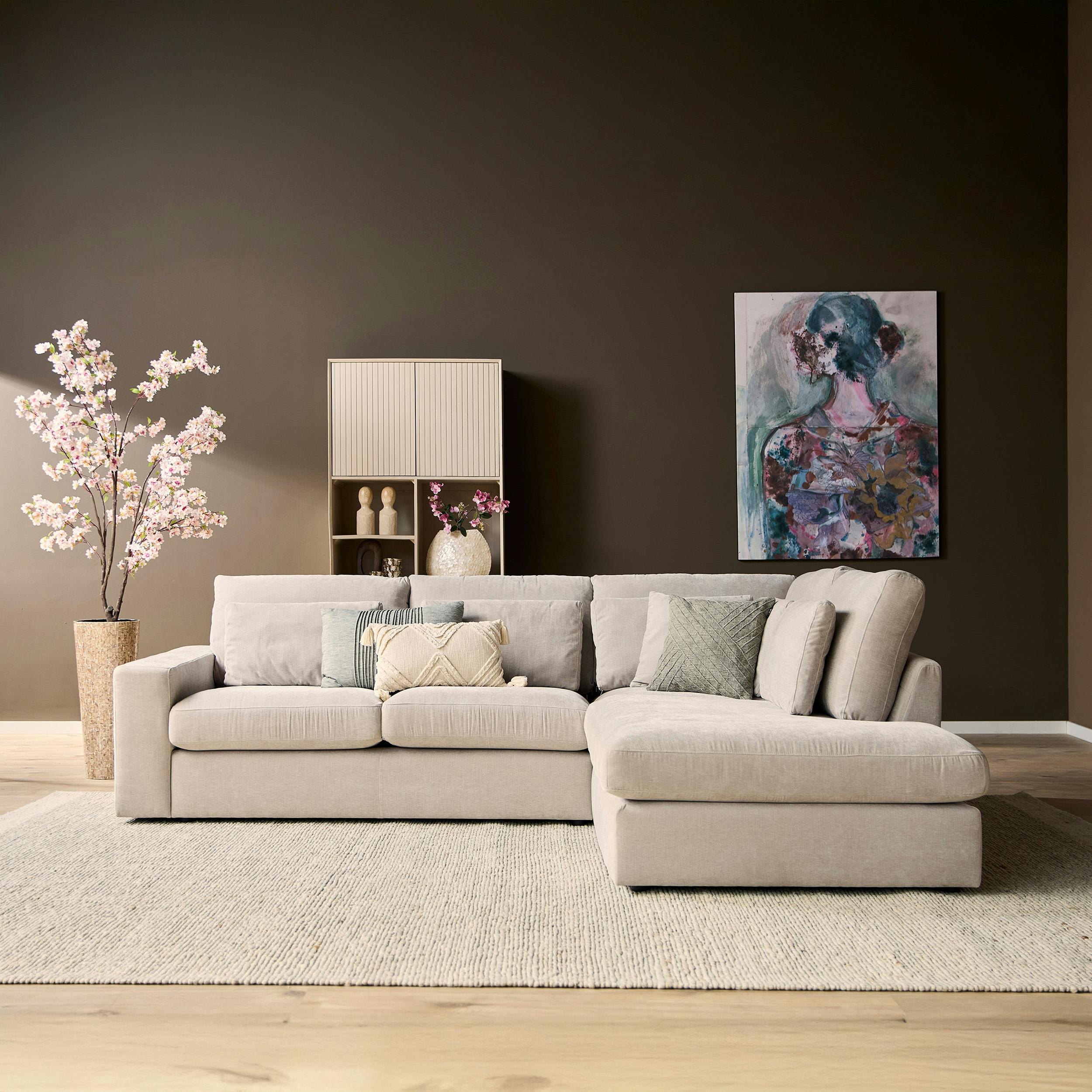 Canapé d'angle beige (côté droit fixe) RIVOLI