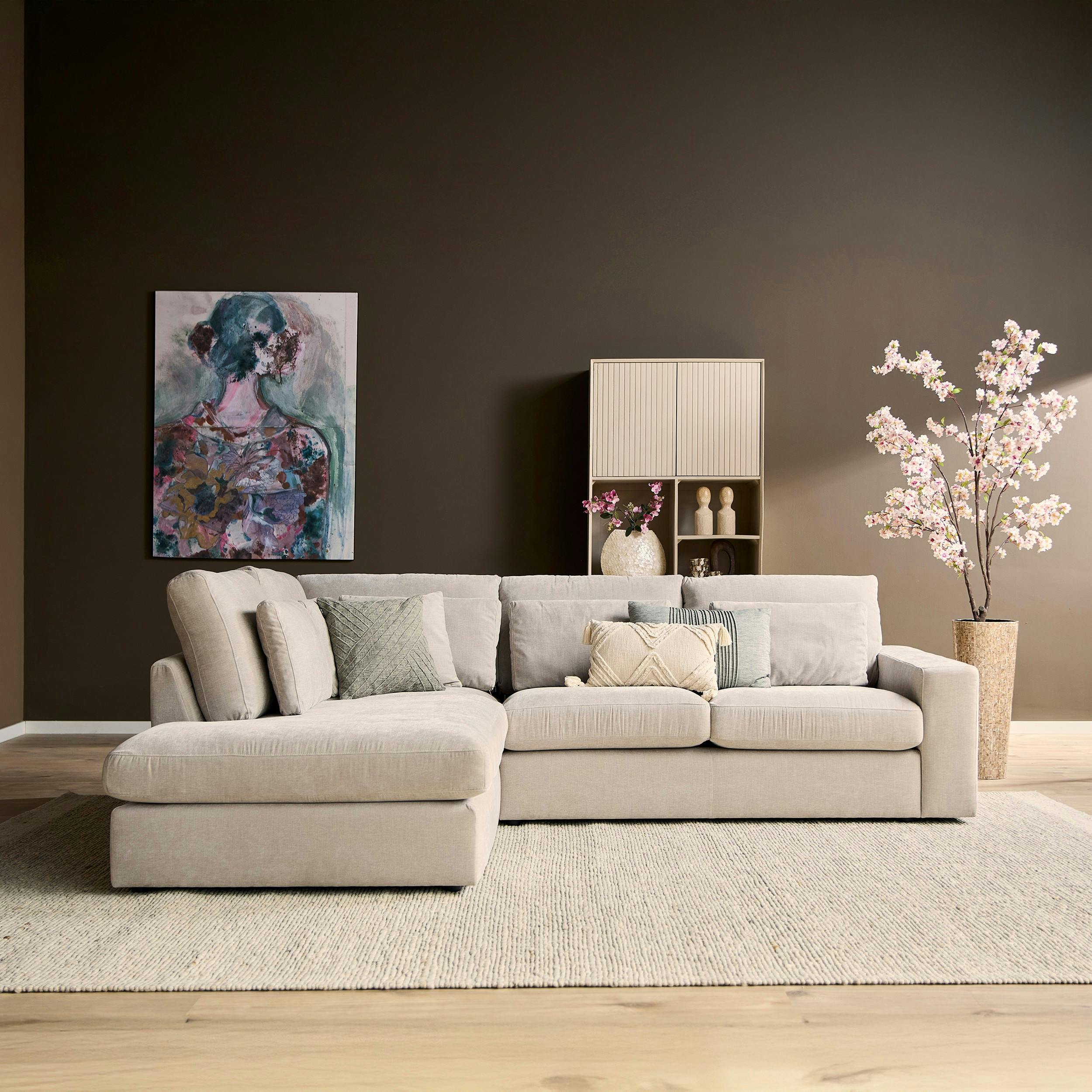 Canapé d'angle beige (côté gauche fixe) RIVOLI