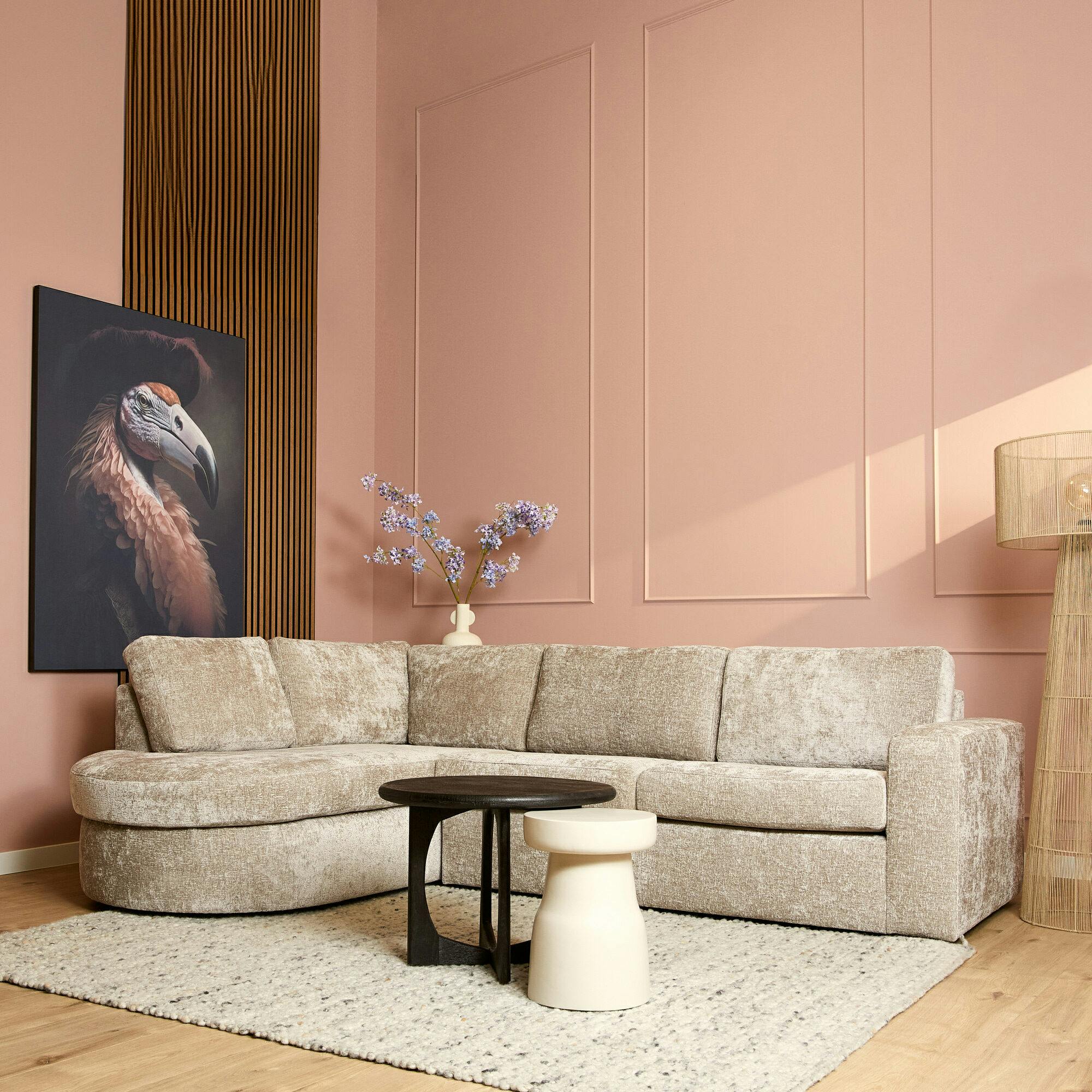 Canapé d'angle beige tissu doux (côté gauche fixe) RIVOLI