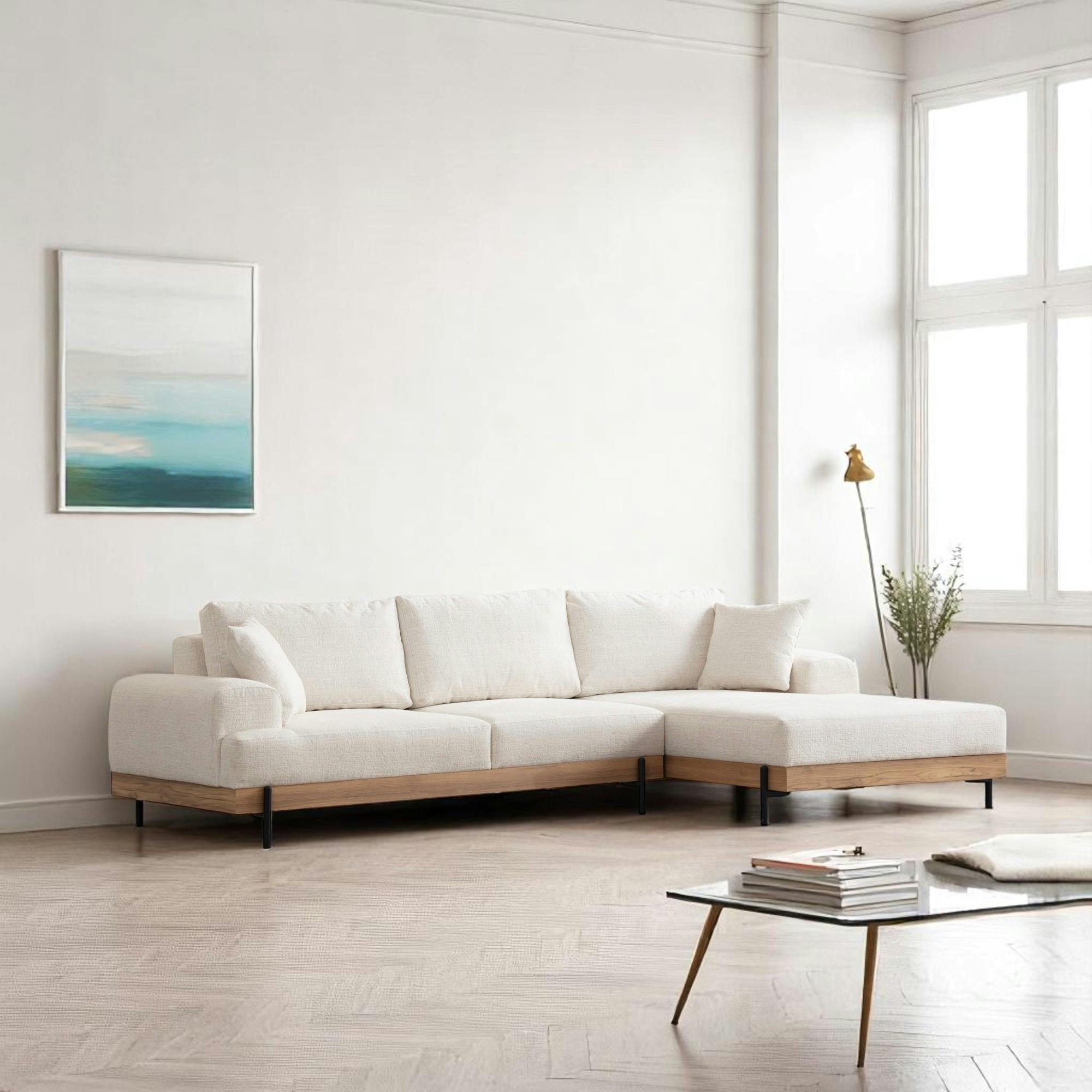 Canapé d'angle blanc - accoudoirs larges, côté droit TROPEA