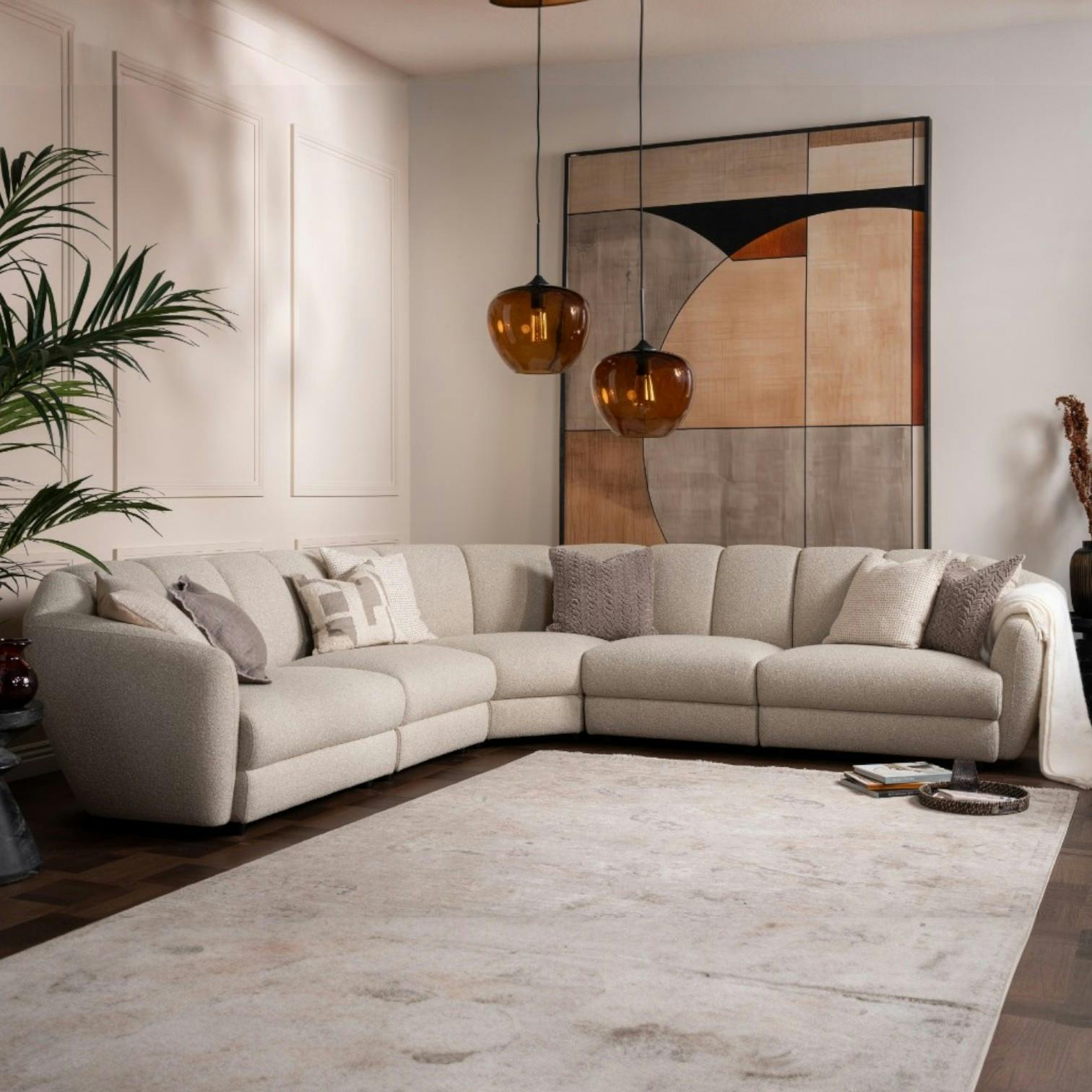 Canapé d'angle blanc beige HANOI