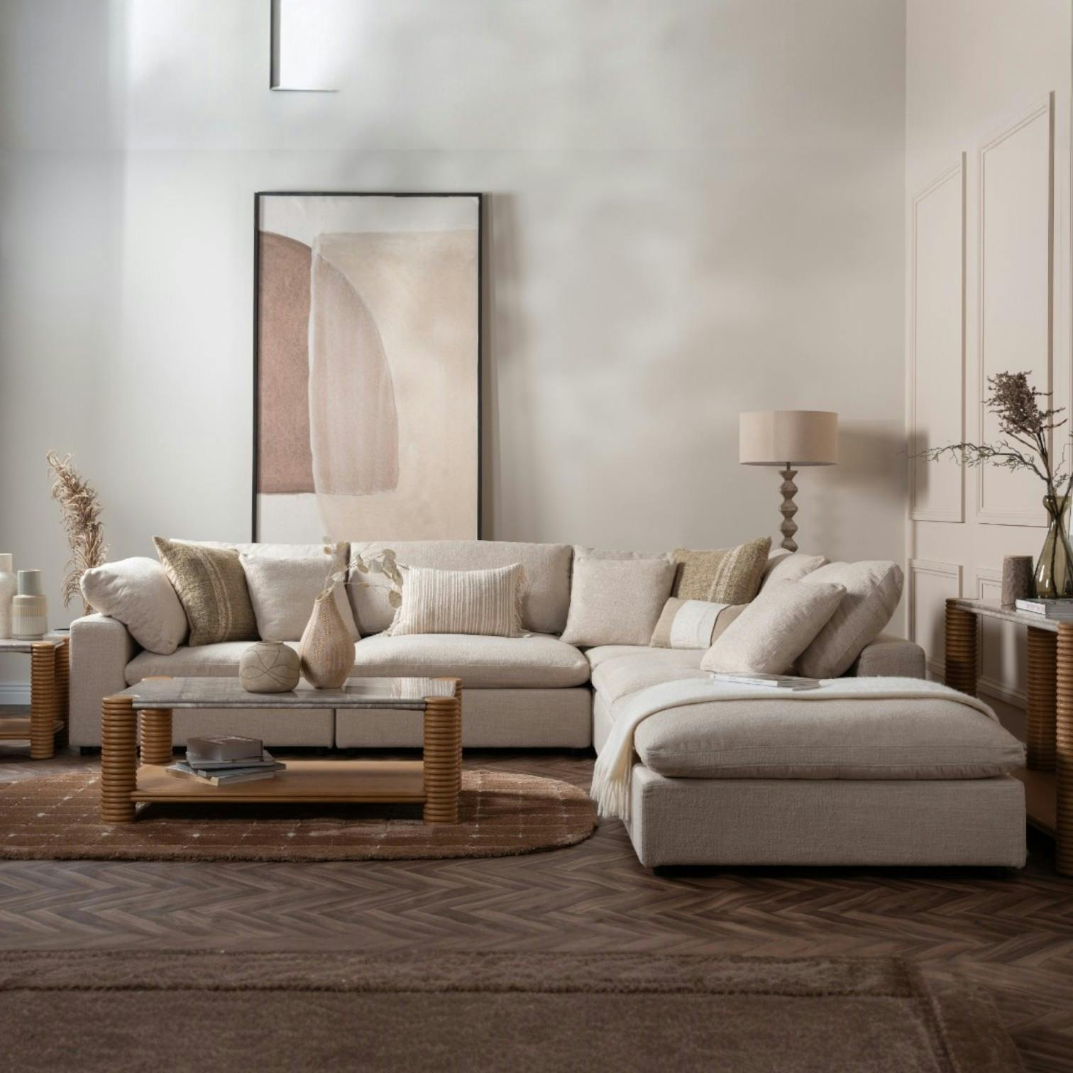 Canapé d'angle blanc écru (angle droit) GIULIA