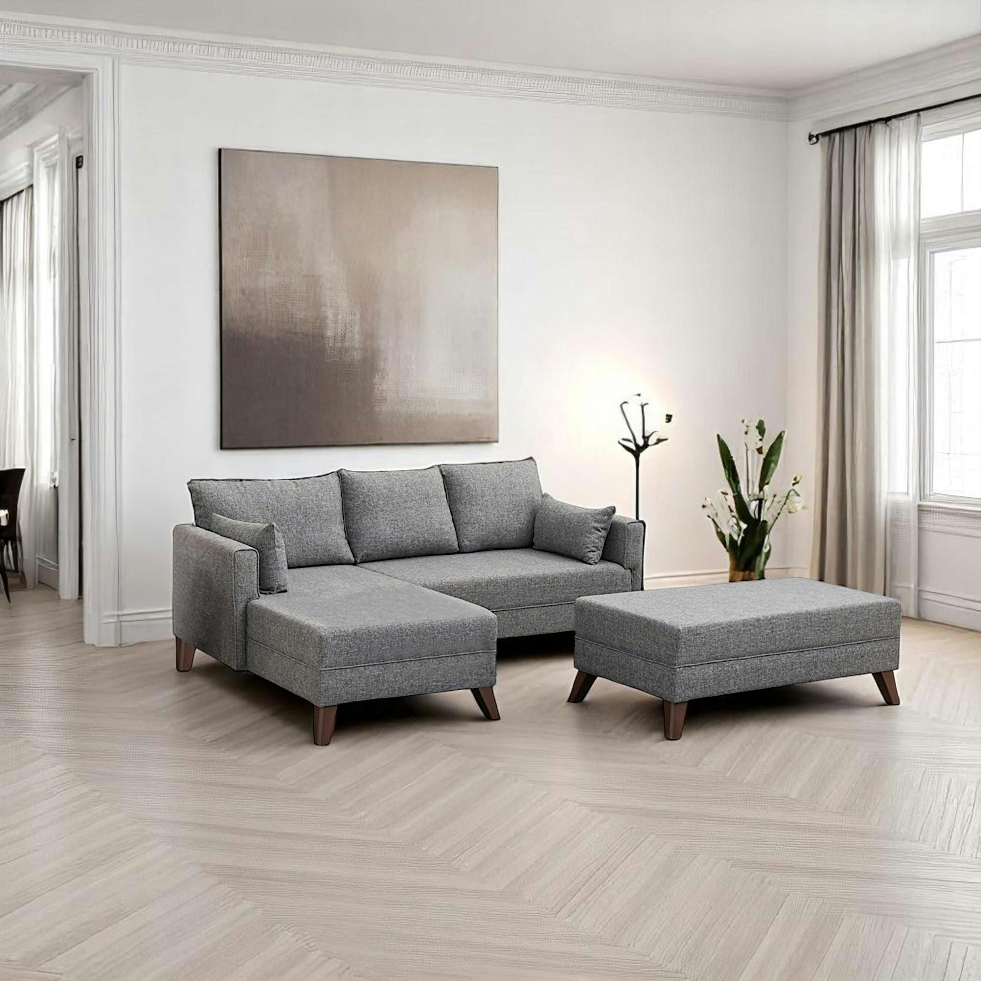 Canapé d’angle convertible gris chiné – côté gauche SPLIT