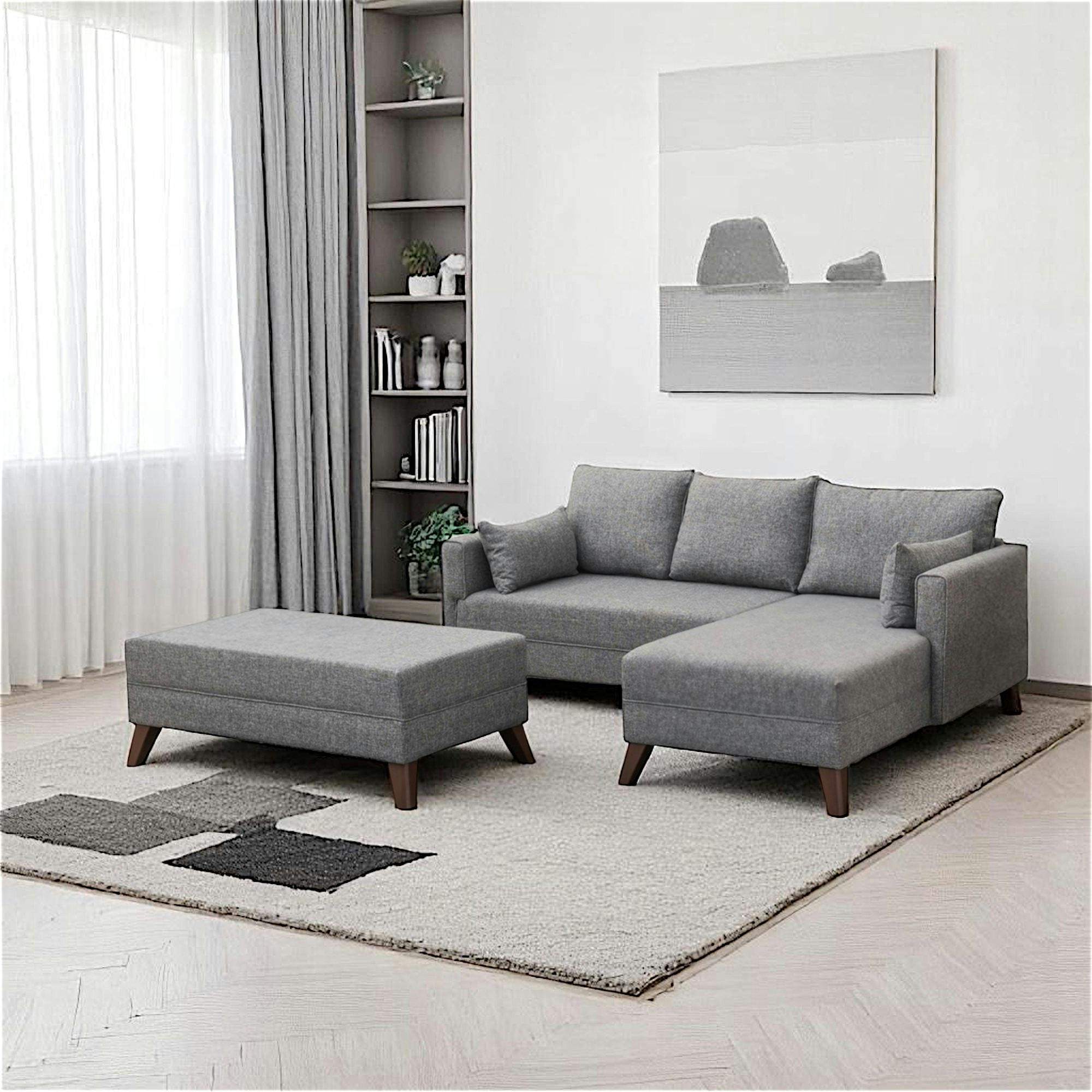 Canapé d’angle convertible gris - côté droit SPLIT