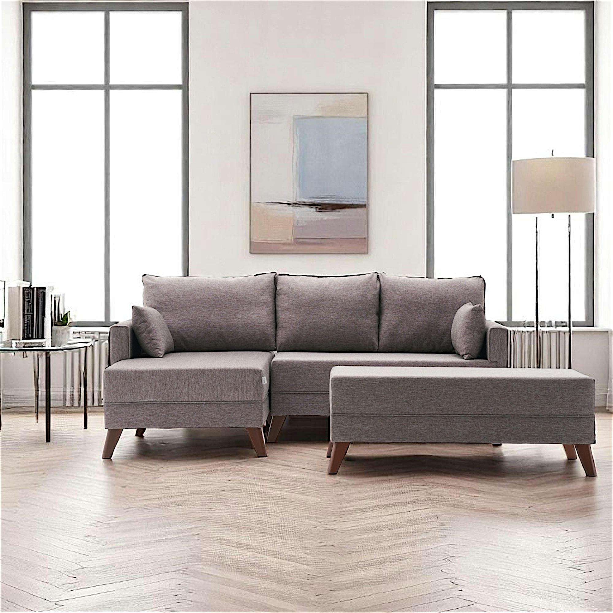 Canapé d'angle convertible taupe - côté gauche SPLIT