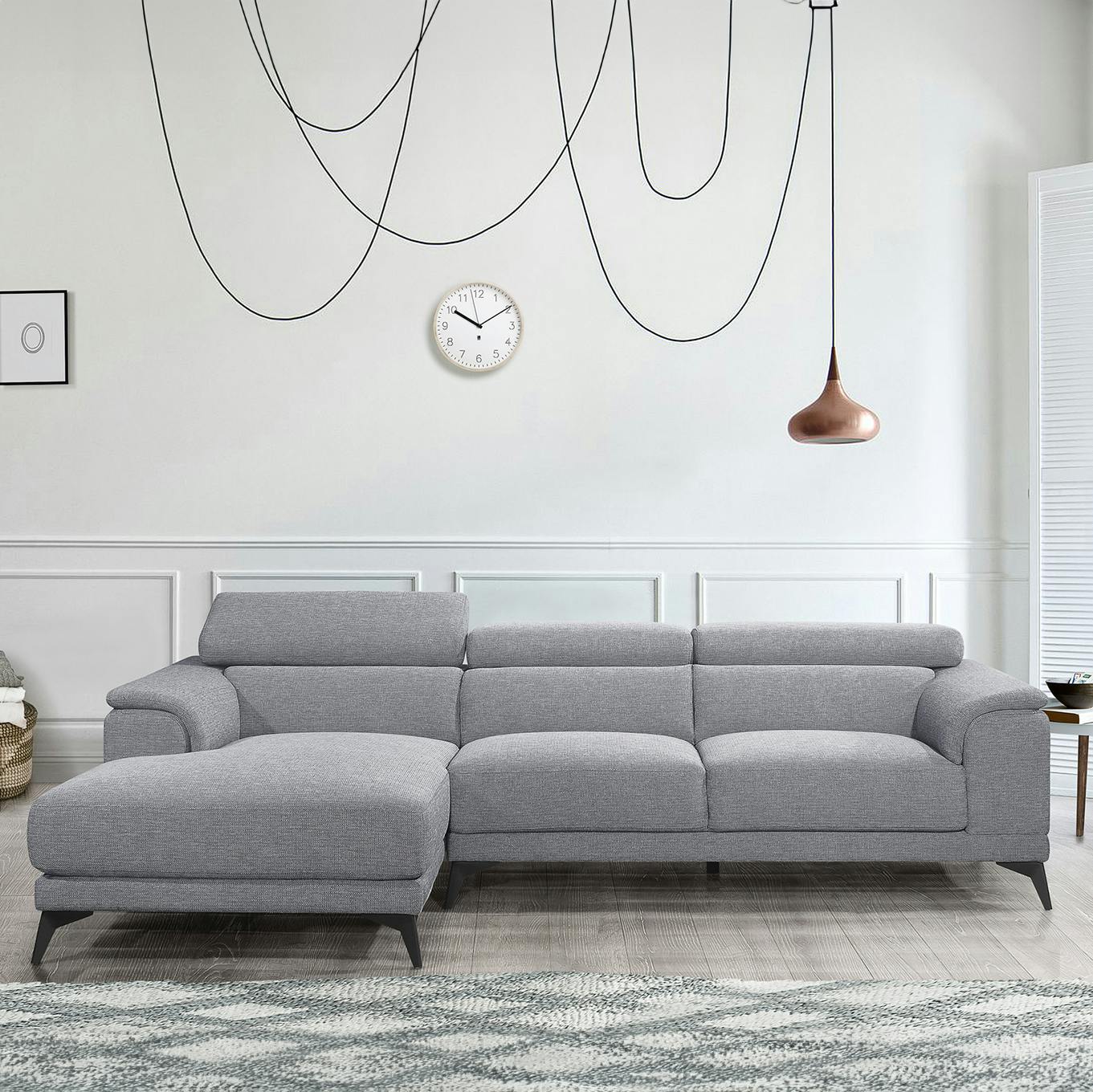 Canapé d'angle (gauche) moderne tissu gris