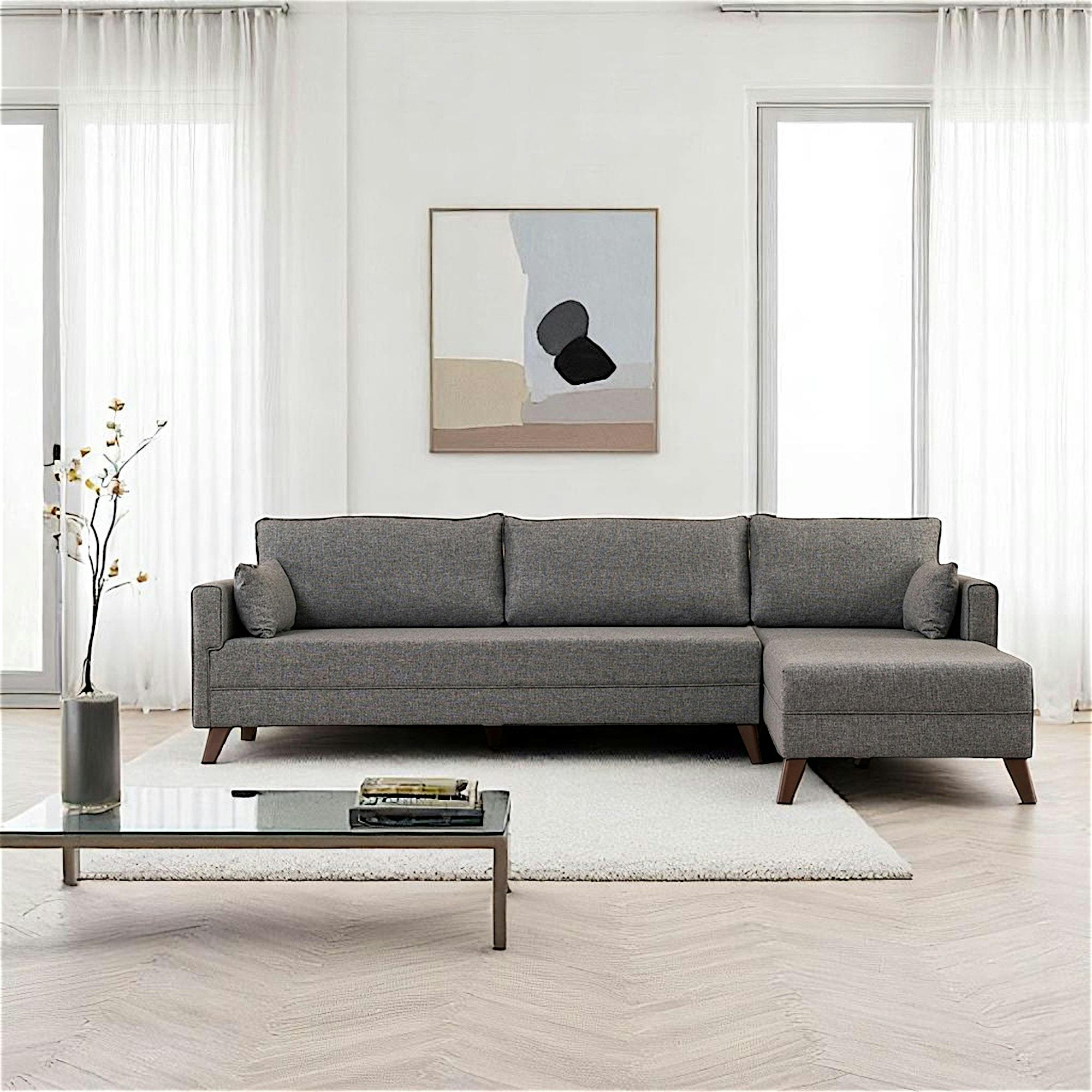 Canapé d'angle gris - 275 cm, côté droit SPLIT