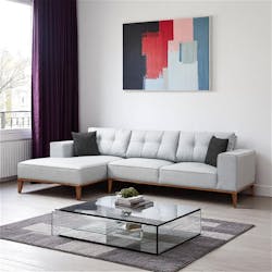 Canapé d'angle gris - lit d'appoint, côté gauche LUCCA