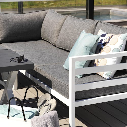 Canapé d'angle jardin en aluminium blanc STOCKHOLM
