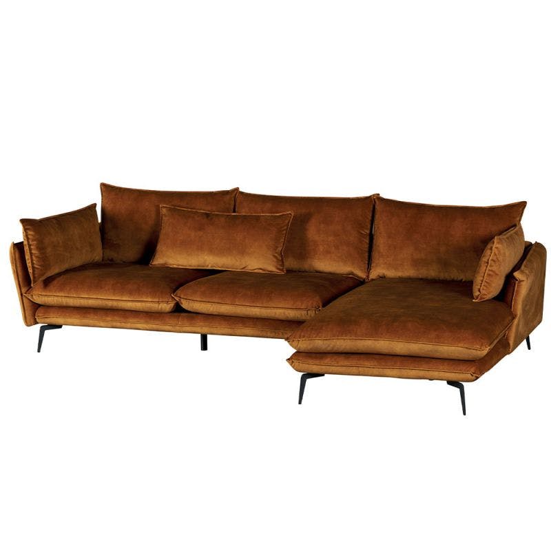 Canapé d'angle droit marron microfibres MALMOE