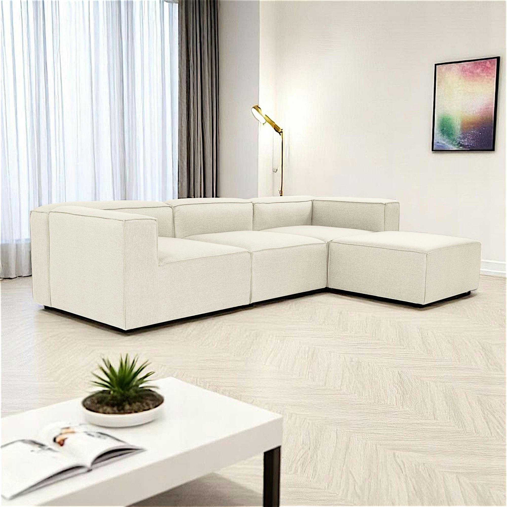 Canapé d'angle modulable écru - côté droit SPELLO