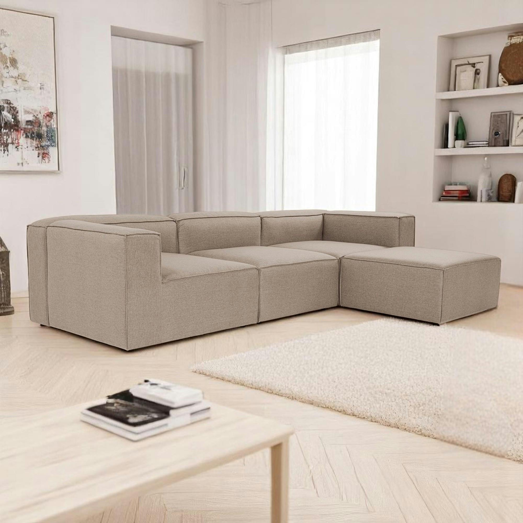 Canapé d'angle modulable taupe - côté droit SPELLO