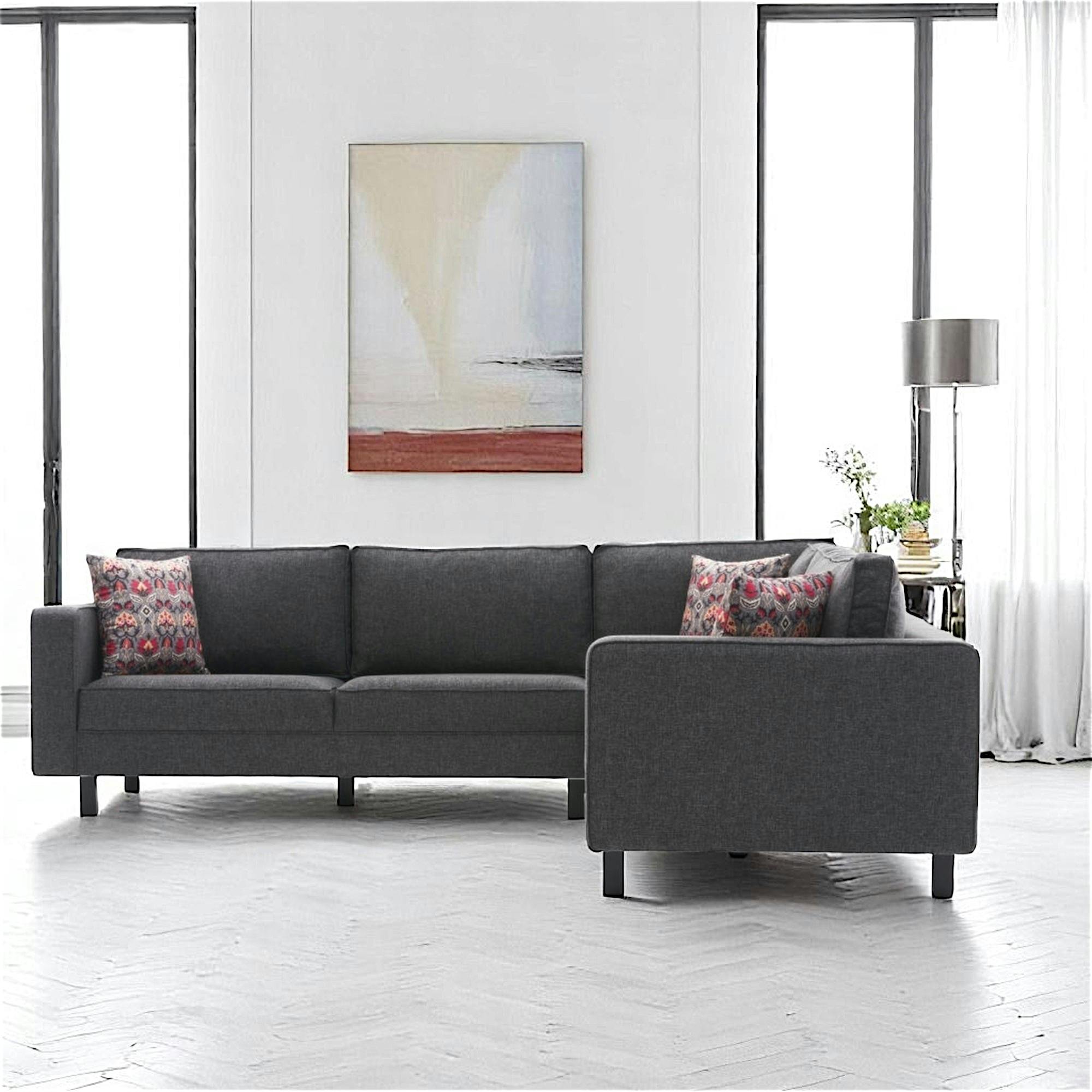 Canapé d’angle réversible anthracite - pieds droits CORTONA