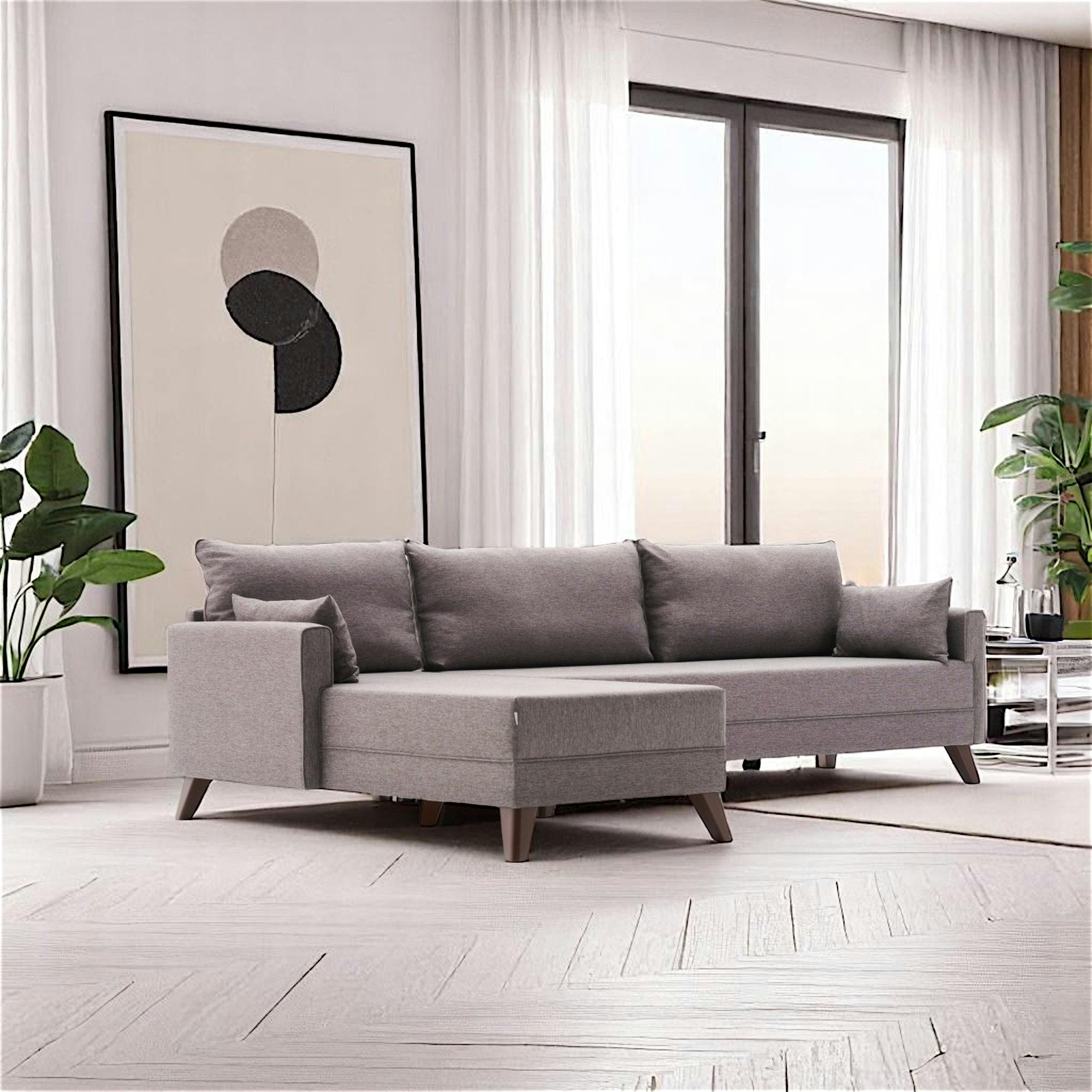 Canapé d'angle taupe - 275 cm, côté gauche SPLIT