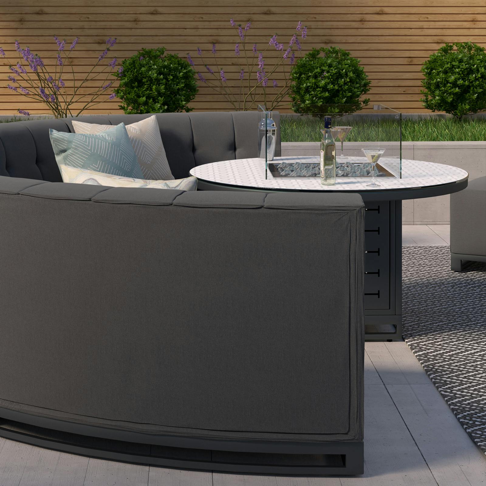 Canapé de jardin rond en aluminium gris et tissu anthracite (4 pièces ...