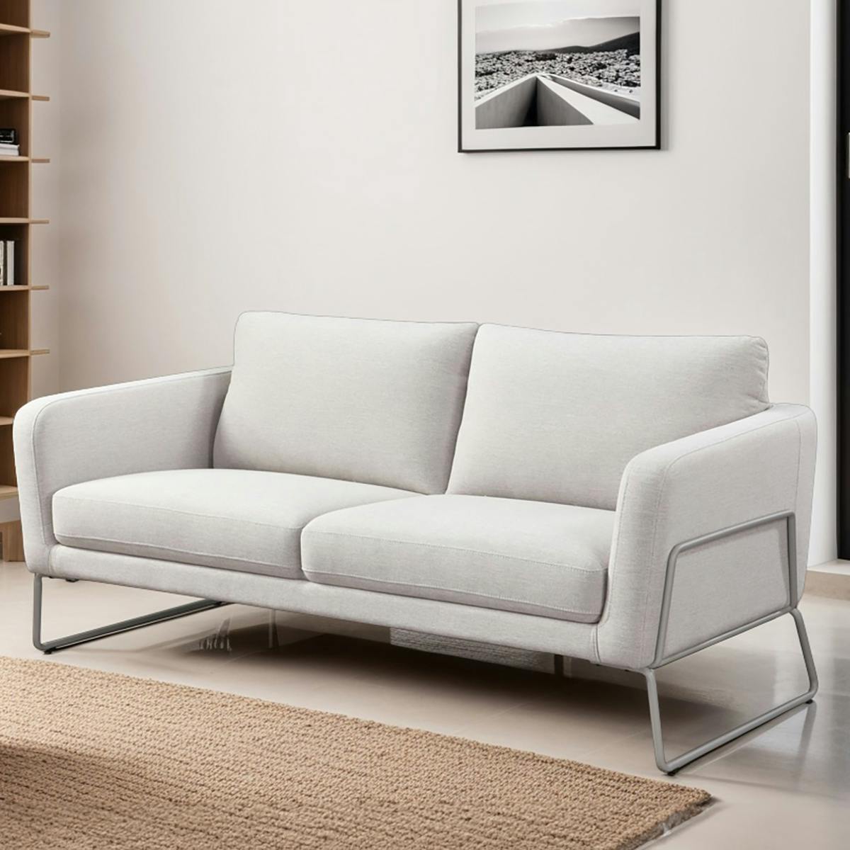 Canapé design 3 places tissu beige