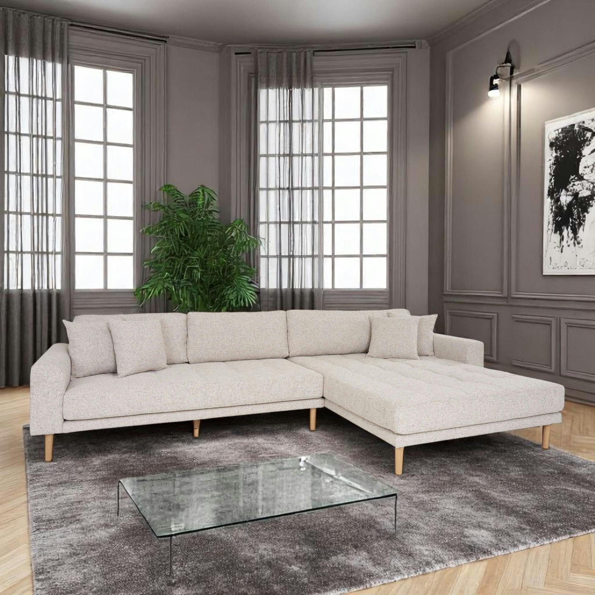 Canapé d'angle beige chiné - côté droit, 290 cm ROTTERDAM