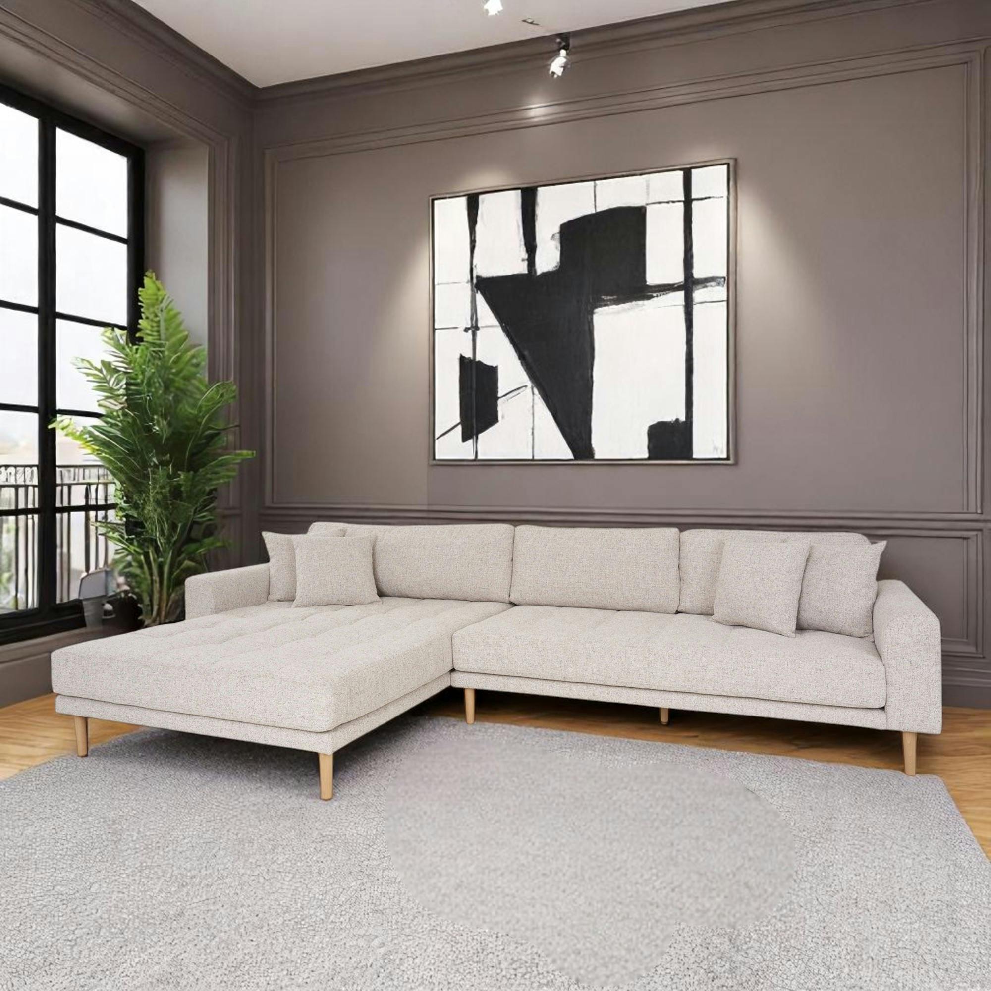 Canapé d'angle beige chiné - côté gauche, 290 cm ROTTERDAM