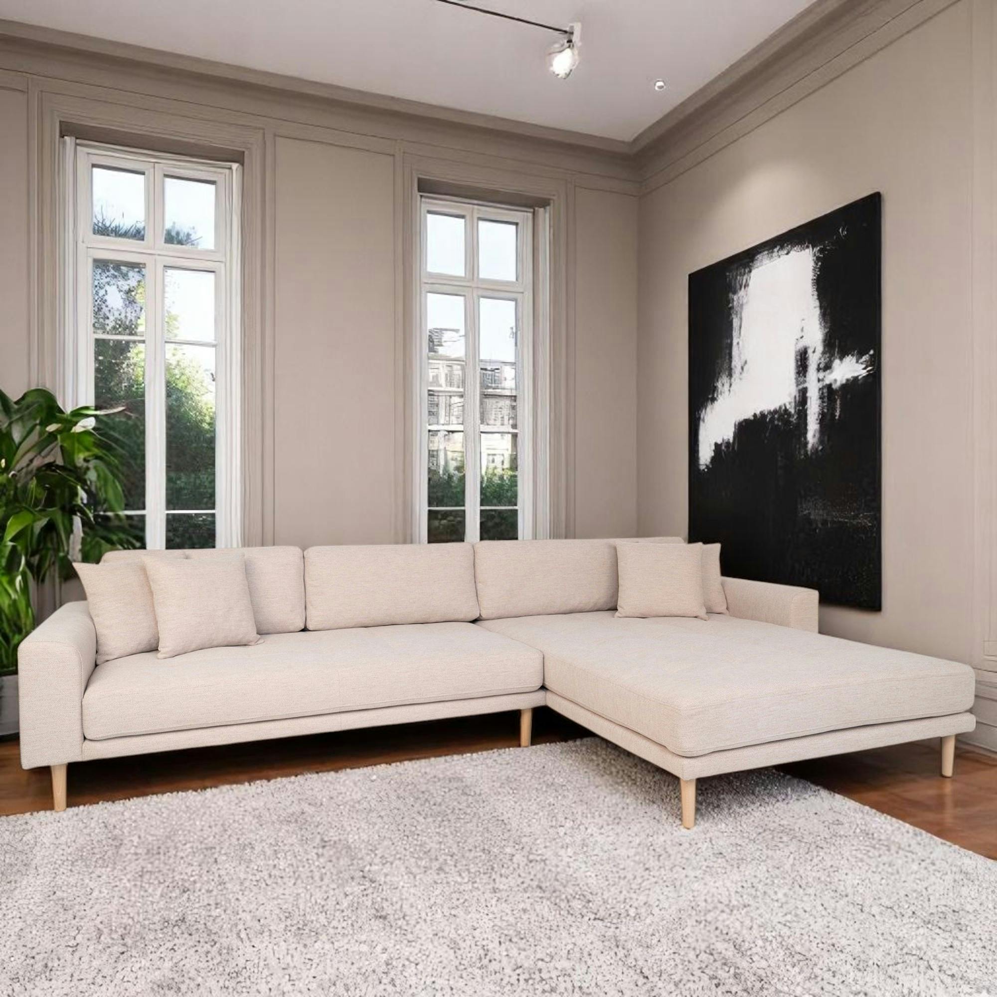 Canapé d'angle beige sable - côté droit, 290 cm ROTTERDAM