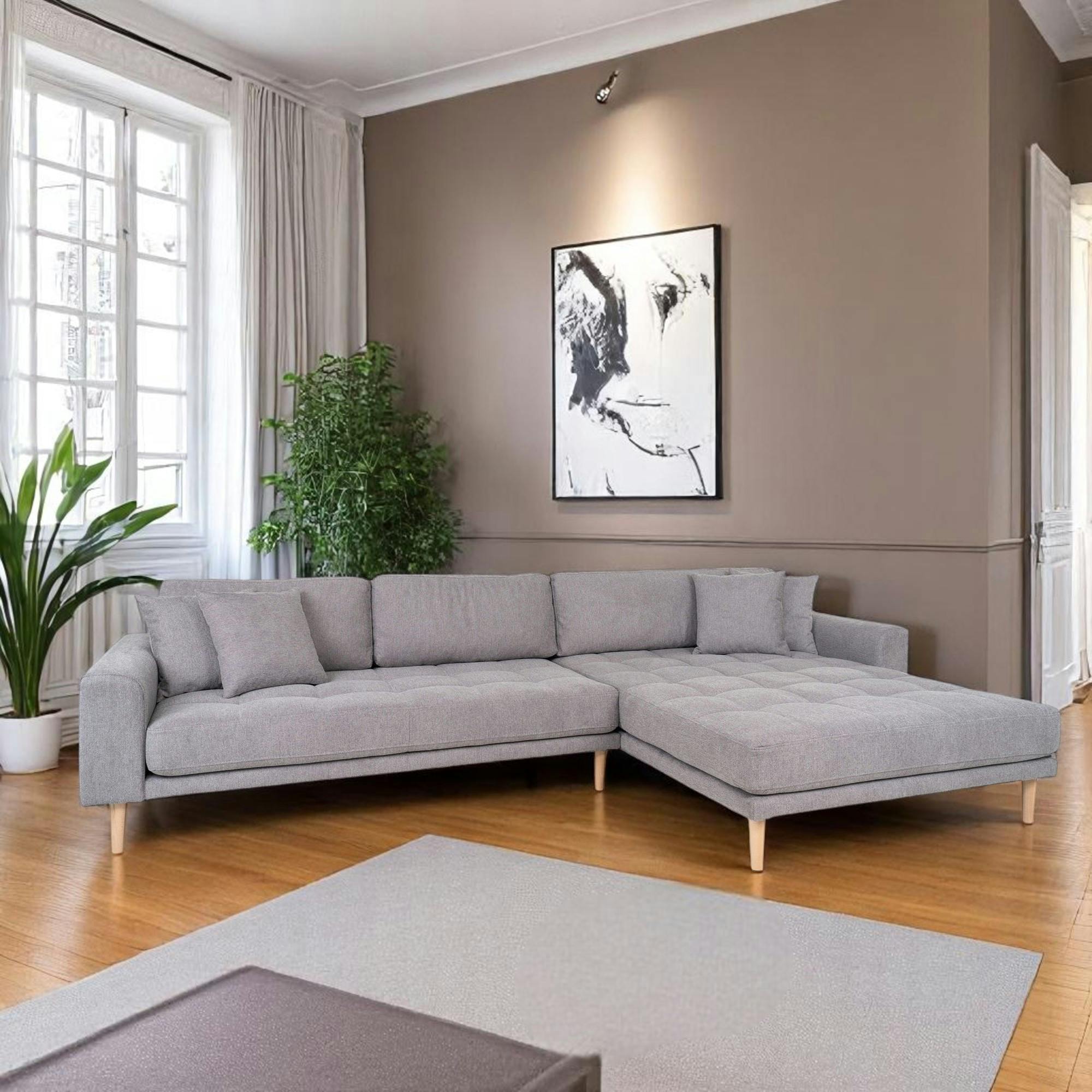 Canapé d'angle gris clair - côté droit, 290 cm AMSTERDAM