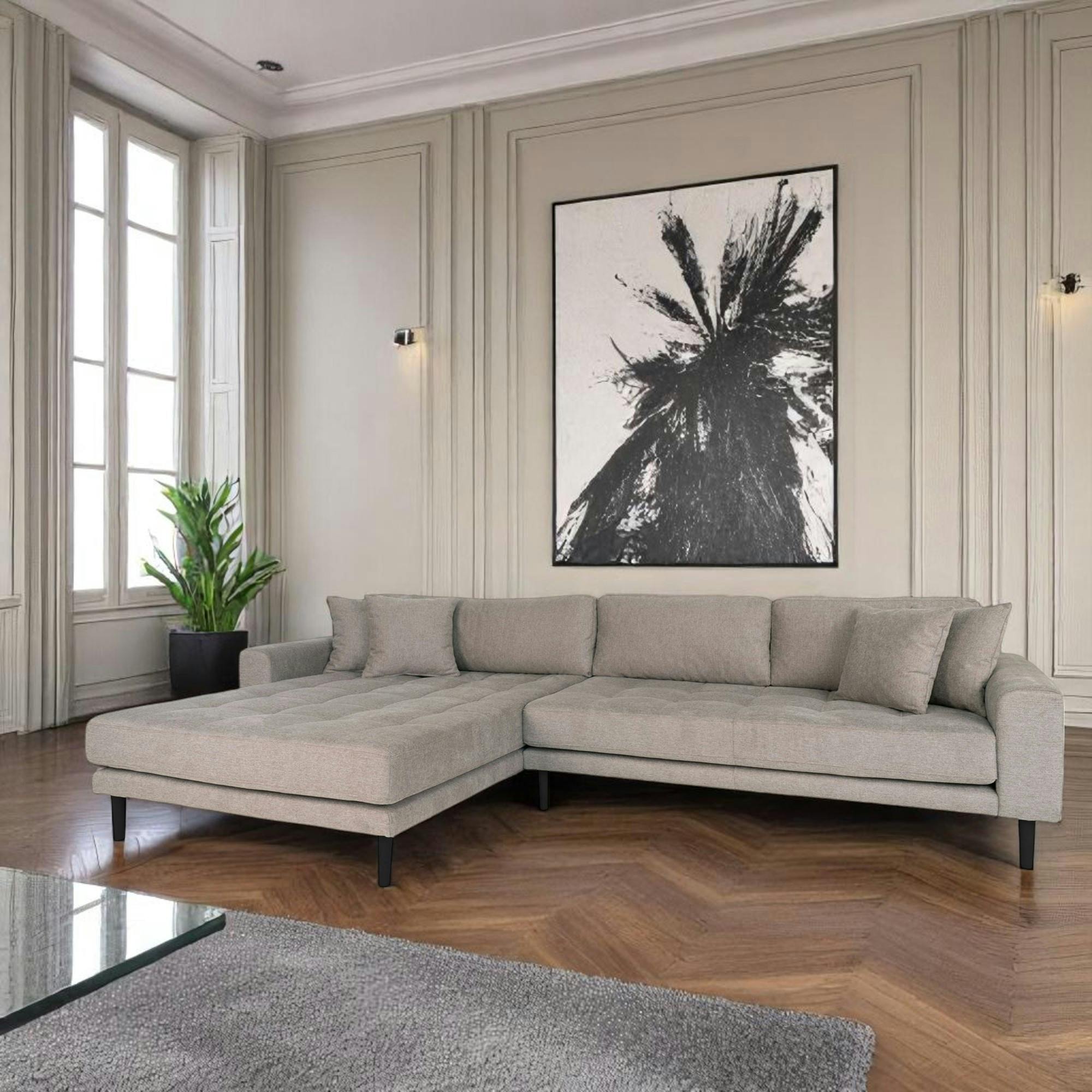 Canapé d'angle gris minéral - côté gauche, 290 cm AMSTERDAM