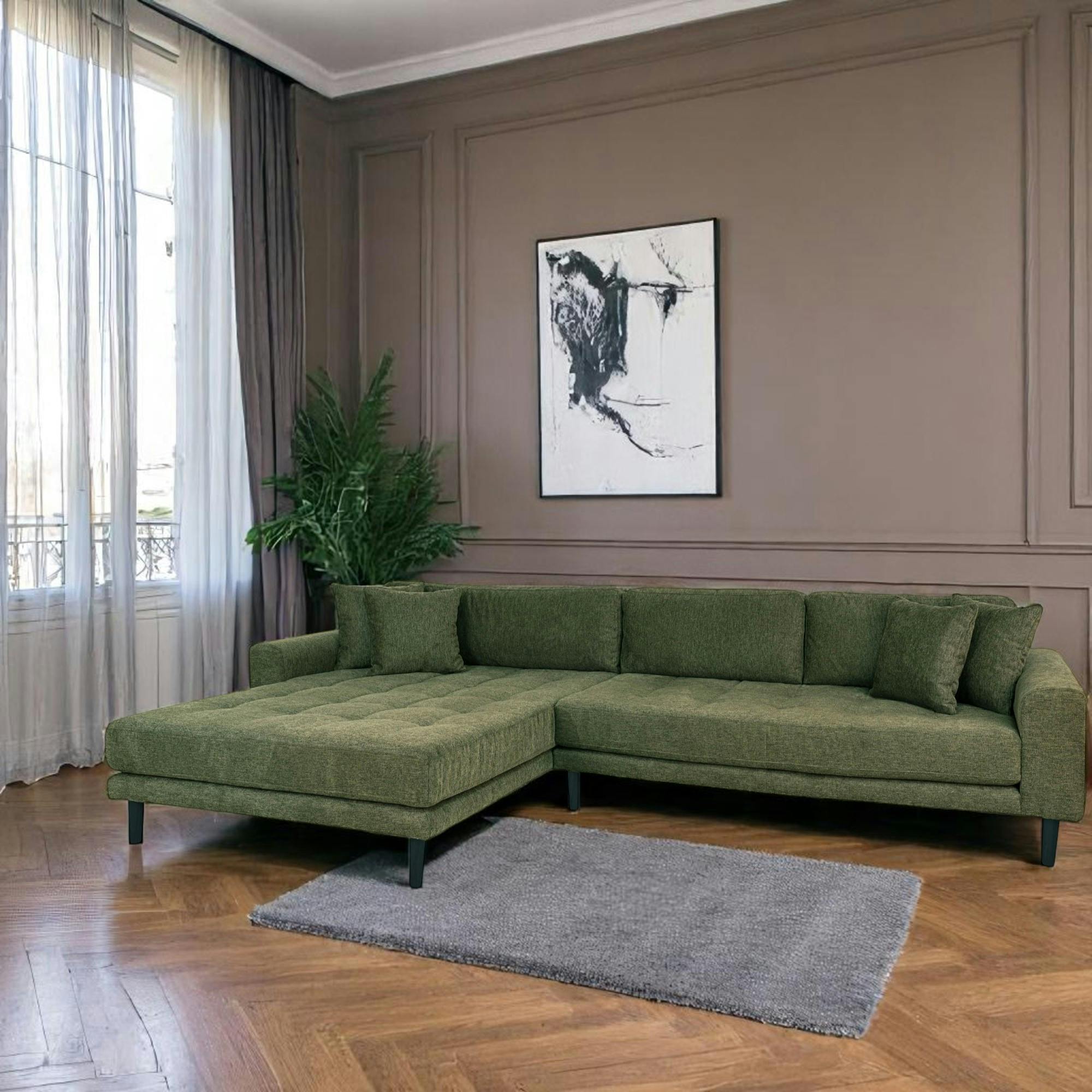 Canapé d'angle vert nature - côté gauche, 290 cm AMSTERDAM