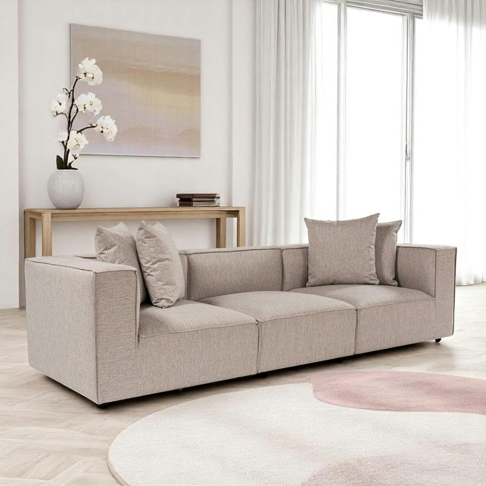 Canapé en lin 3 places - beige sable COLLIOURE