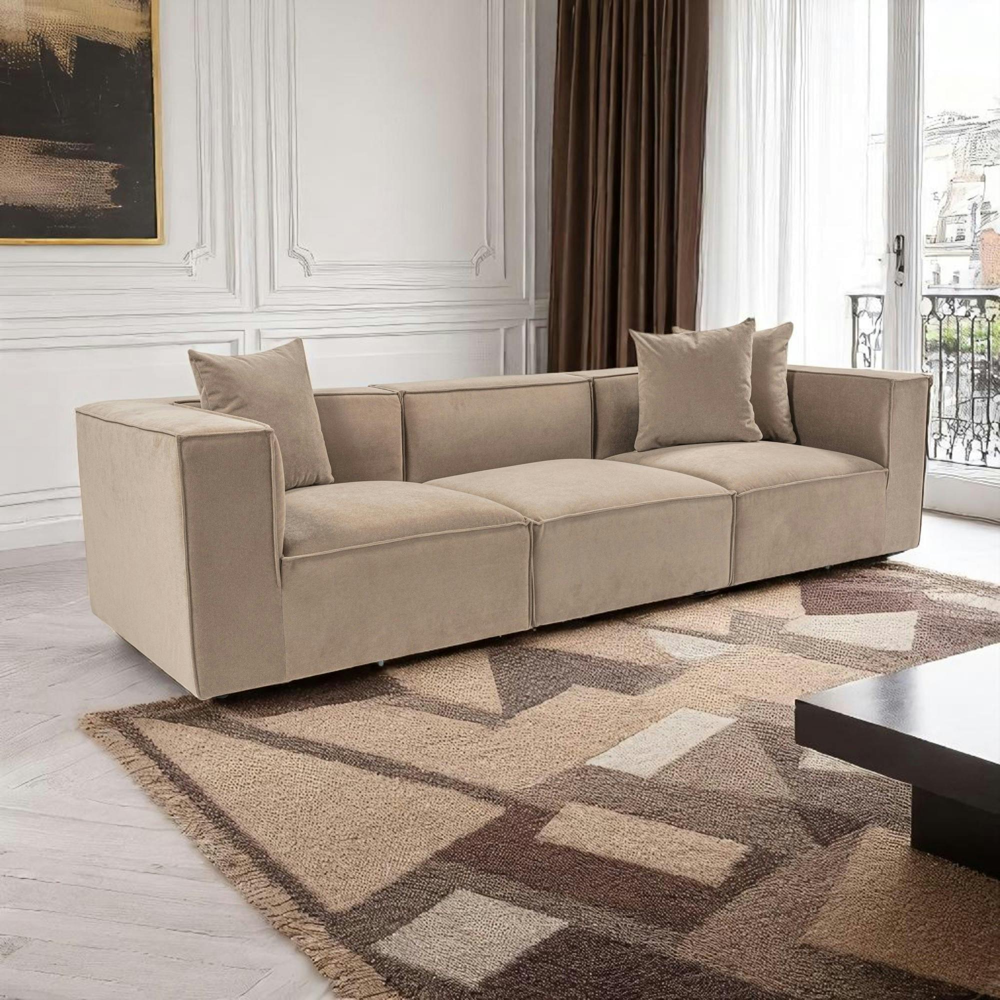 Canapé en lin 3 places - taupe COLLIOURE