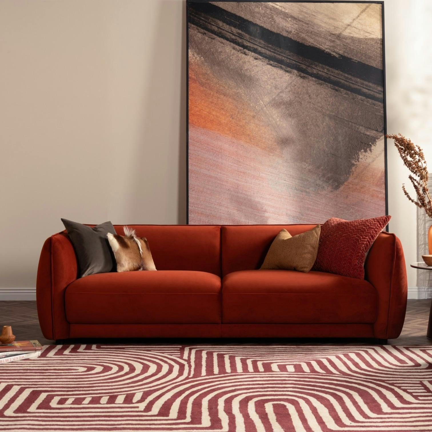 Canapé en velours brique SOFIA