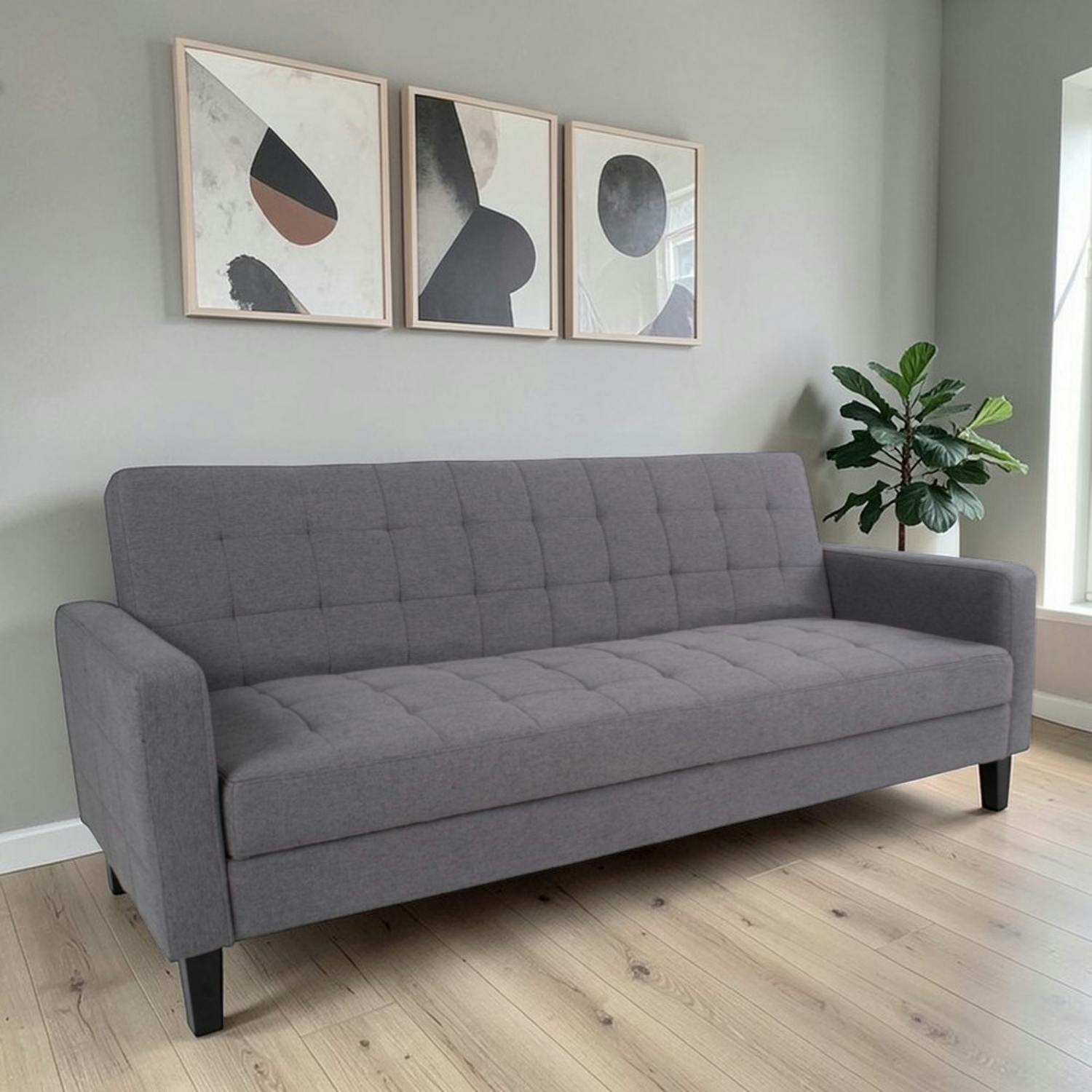 Canapé-lit 3 places gris foncé avec rangement NARVIK