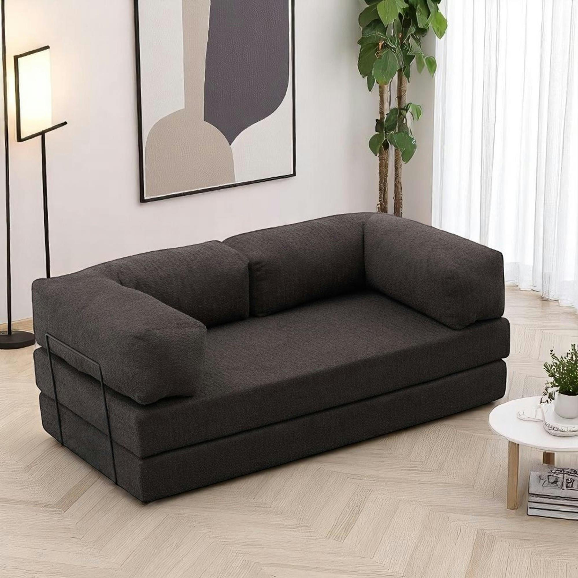 Canapé-lit anthracite confort, 190 cm ALTEA
