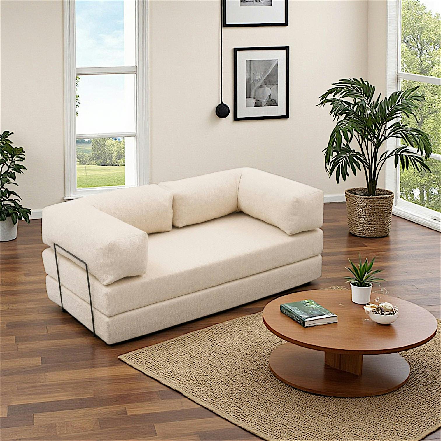 Canapé-lit écru confort, 190 cm ALTEA