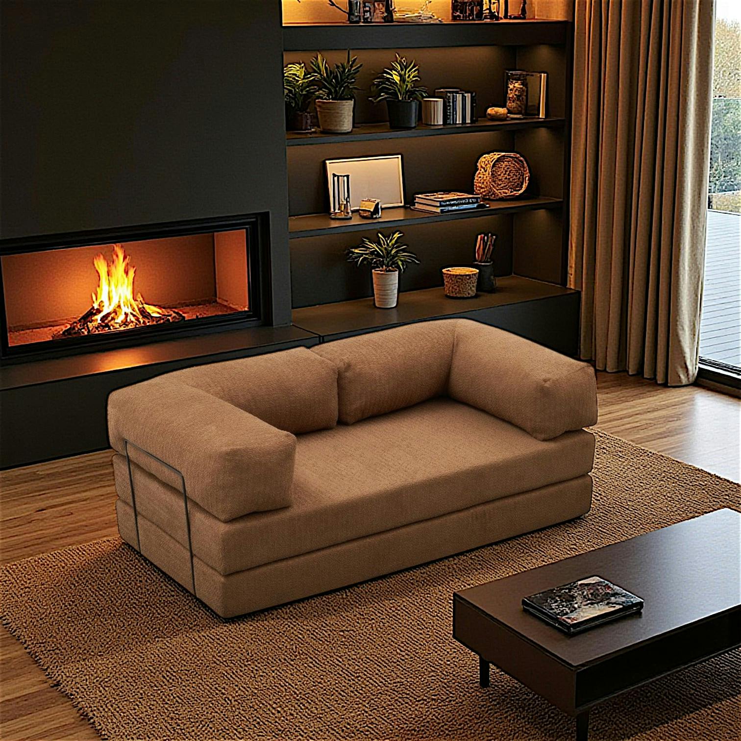 Canapé-lit marron confort, 190 cm ALTEA