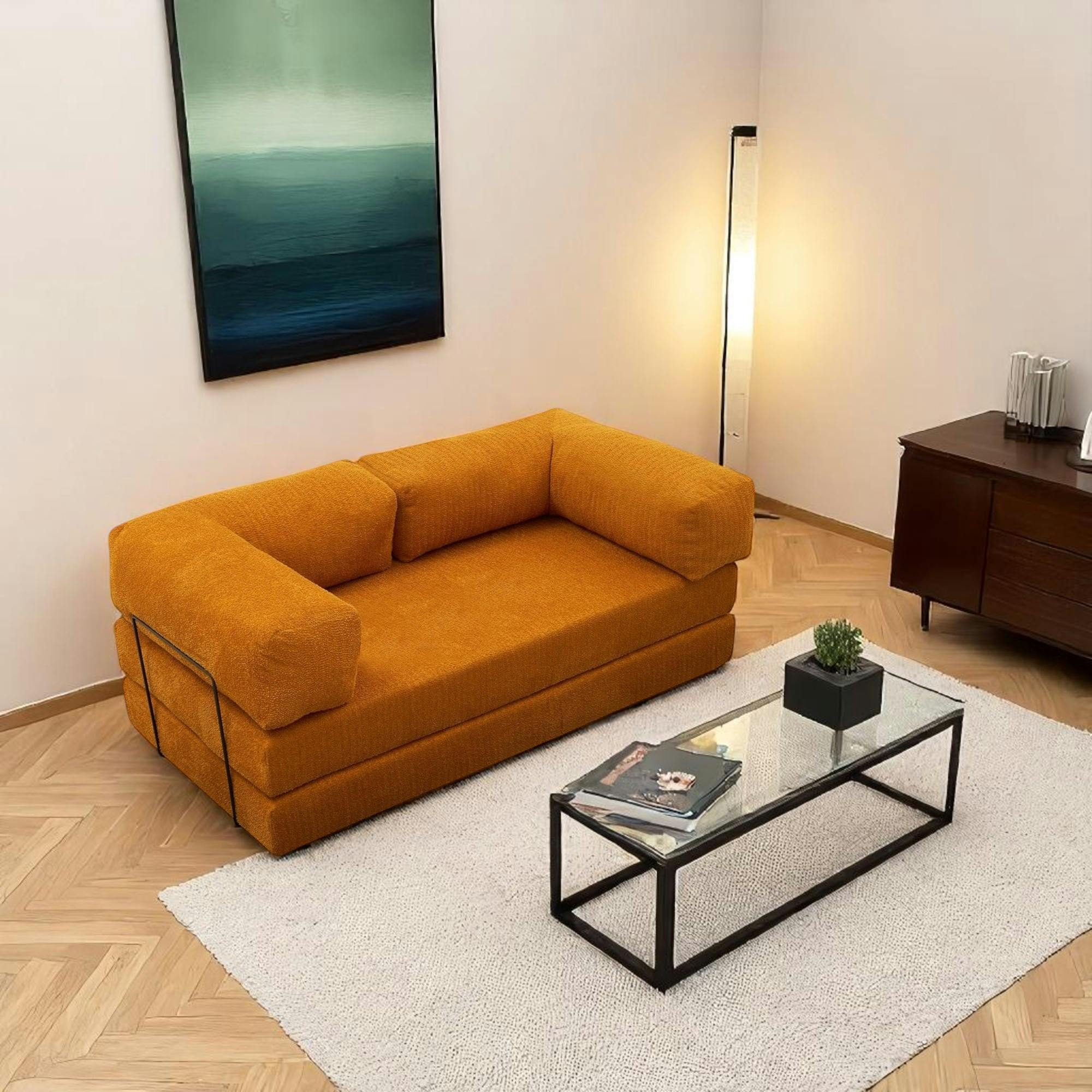 Canapé-lit ocre confort, 190 cm ALTEA