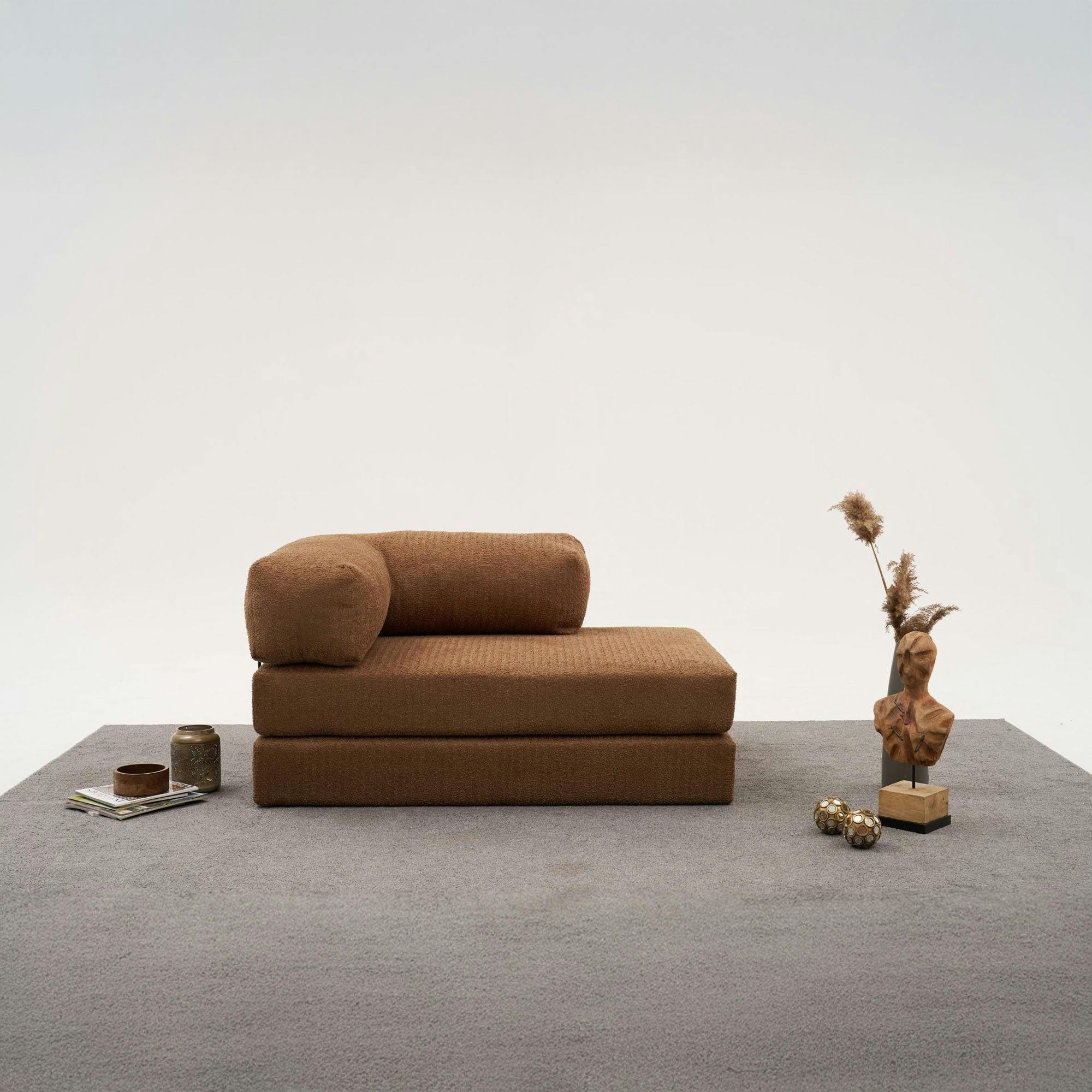 Canapé-lit sans mécanisme marron, 2 places ALTEA