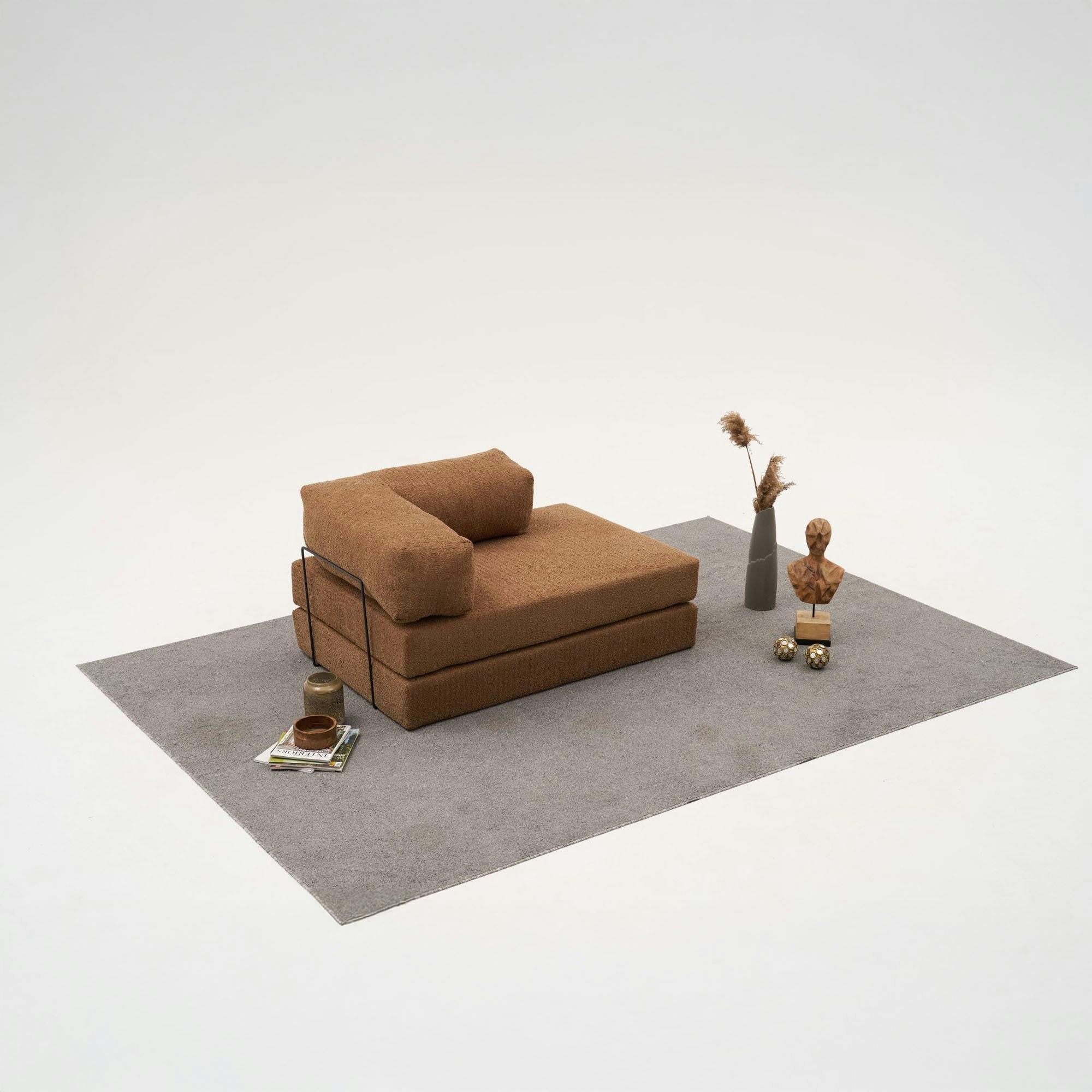 Canapé-lit sans mécanisme marron, 2 places ALTEA