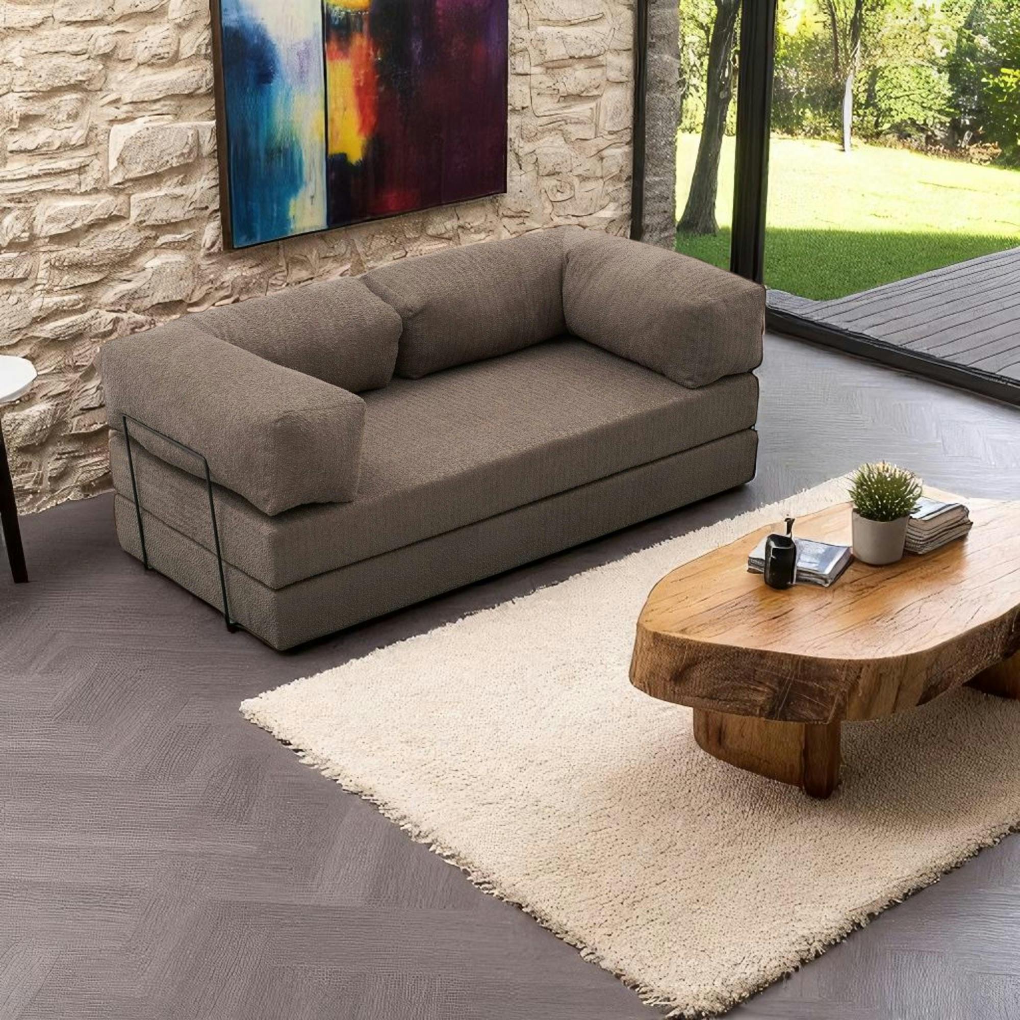 Canapé-lit taupe confort, 190 cm ALTEA