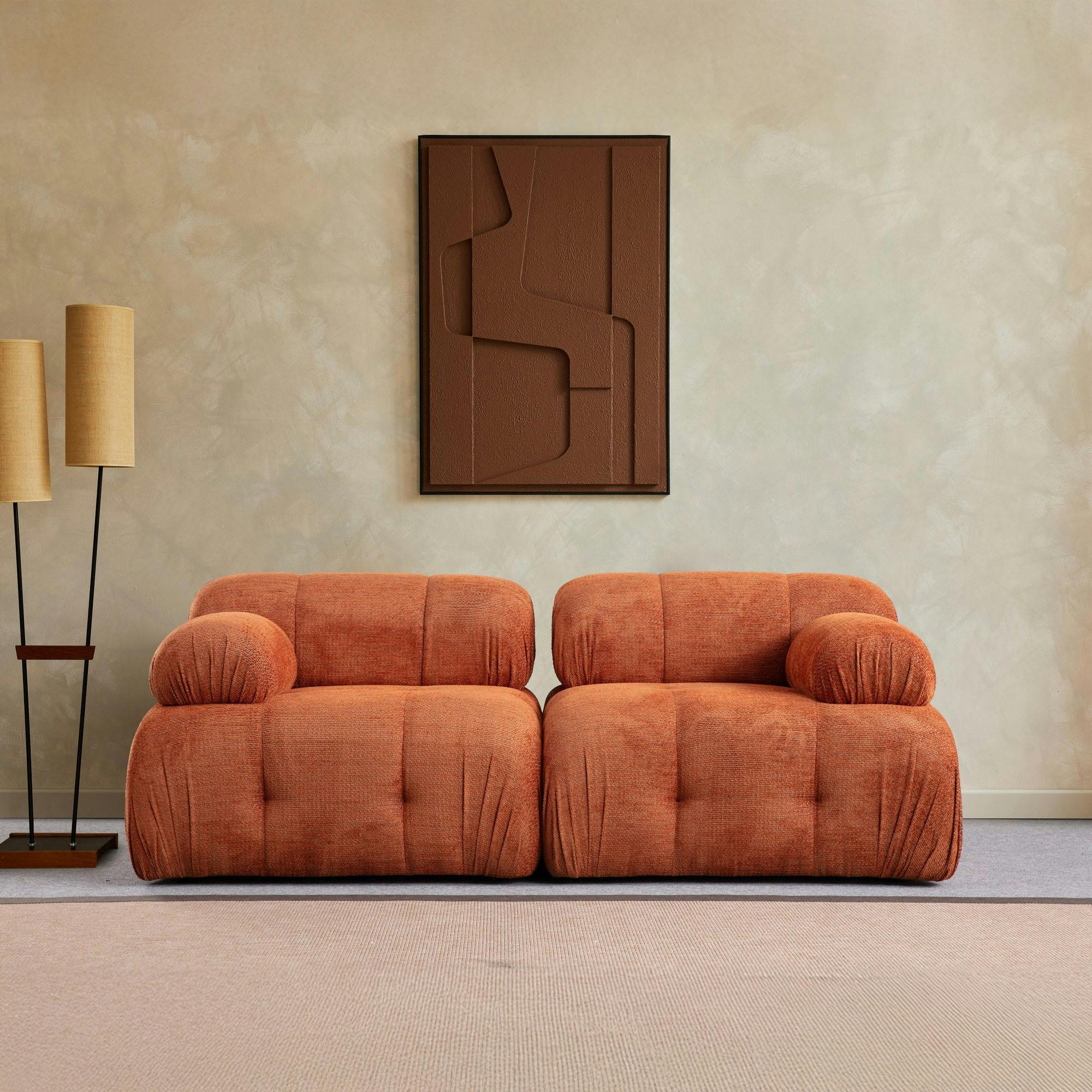 Canapé modulable 2 places rouille, assise profonde 190 cm ICA