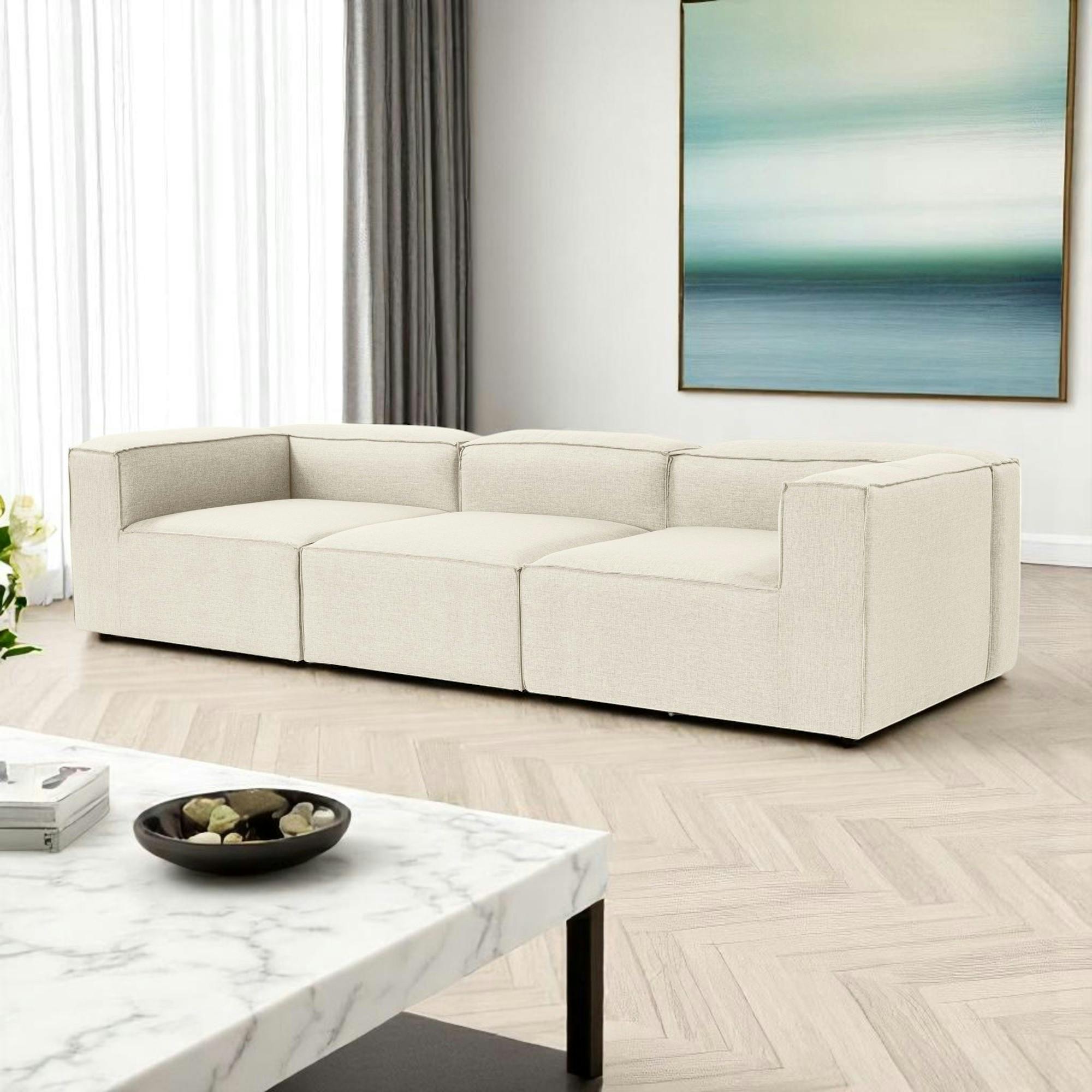 Canapé modulable 3 places en lin - écru, SPELLO