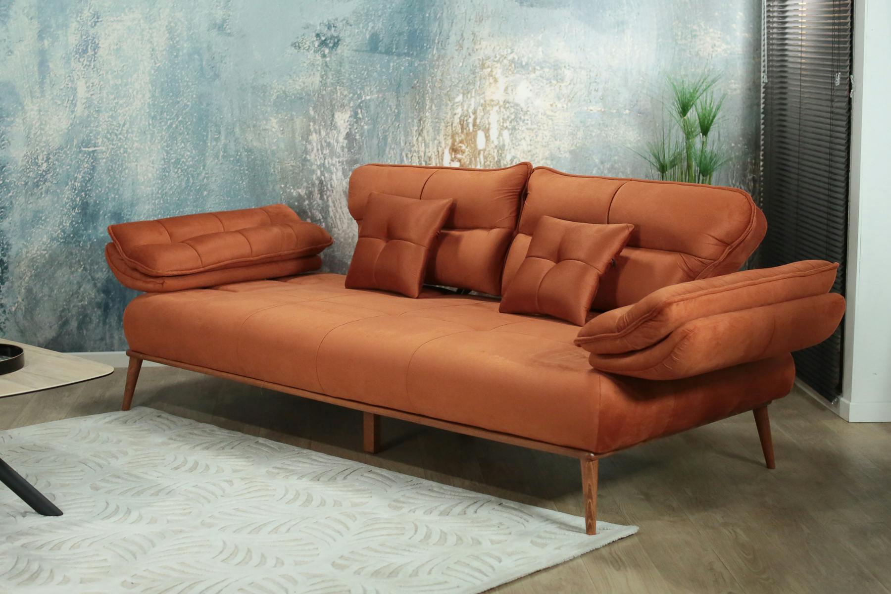 Canapé modulable 3 places orange cuivré MANCHESTER | Canapés | Pier Import Canapé modulable 3 places orange cuivré MANCHESTER | Canapés | Pier Import