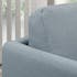 Canapé tapissier 2 places tissu bleu et pieds acier chromé 146,5x88x83cm RUN