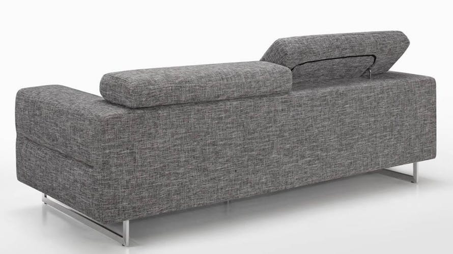Canapé tapissier 3 places tissu gris chiné et pieds acier chromé 223,5x99,5x83,5cm STREET