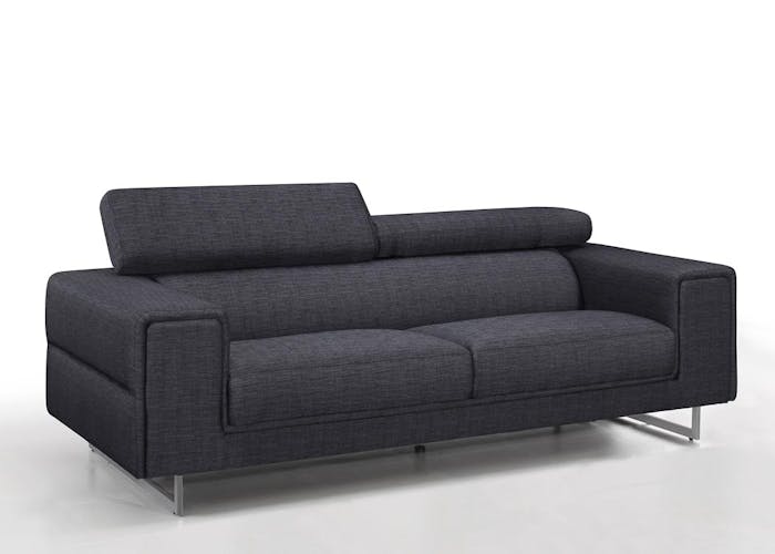 Canapé tapissier 3 places tissu gris foncé et pieds acier chromé 223,5x99,5x83,5cm STREET