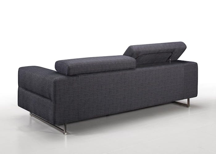 Canapé tapissier 3 places tissu gris foncé et pieds acier chromé 223,5x99,5x83,5cm STREET